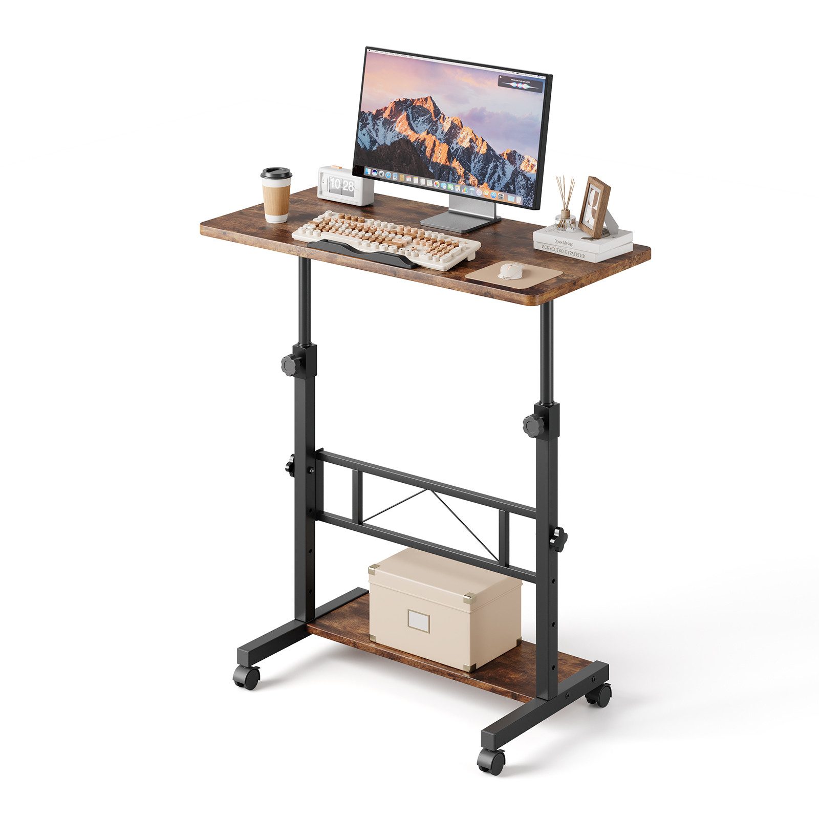 Dripex Schreibtisch höhenverstellbar 80x40cm, mit Rollen und neigbar Tischp günstig online kaufen