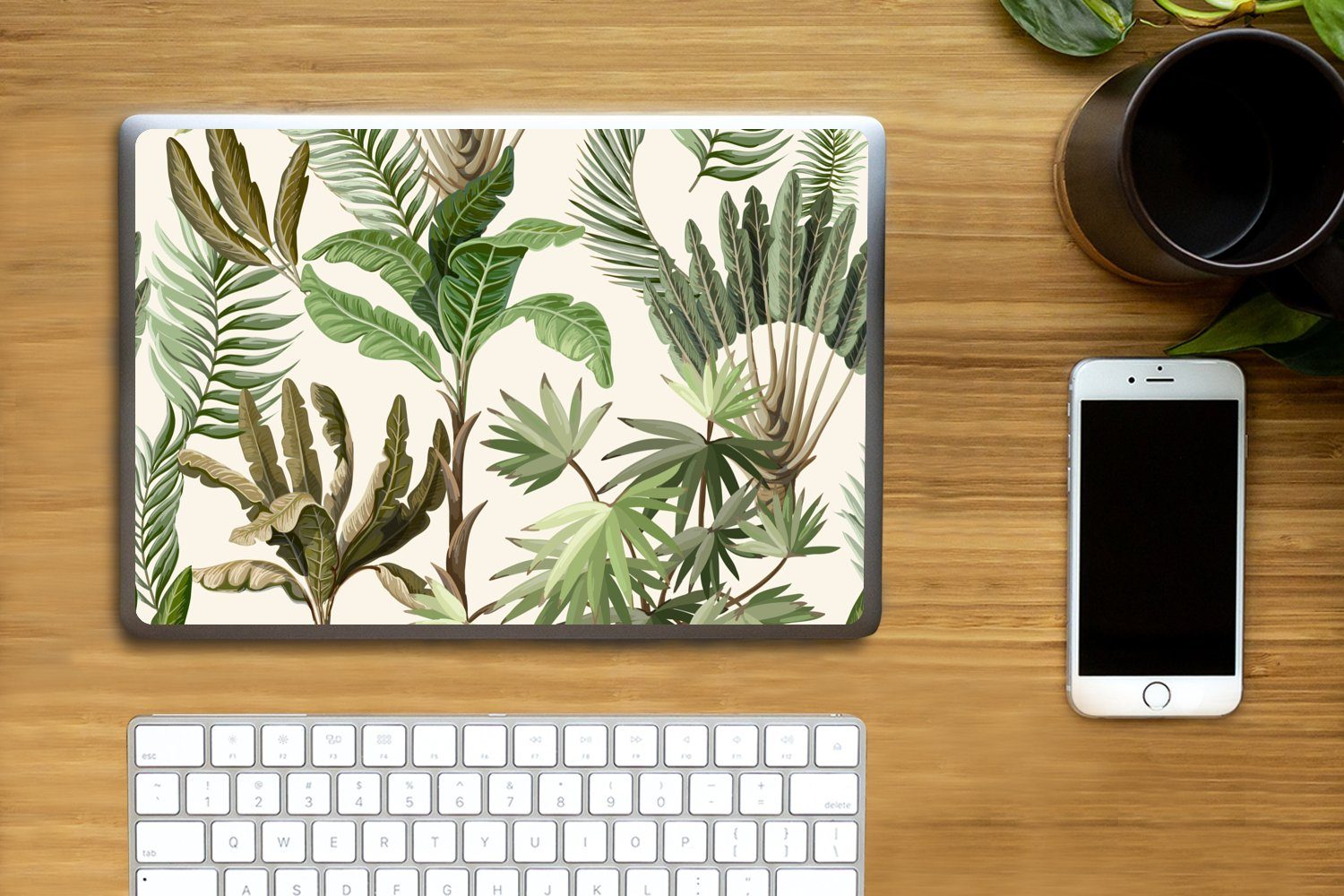 Thumbnail - MuchoWow Laptop-Aufkleber Dschungel - Palme - Bananenstaude - Kinder - Natur - Pflanzen, (1tlg), Laptop Folien Cover, Au...