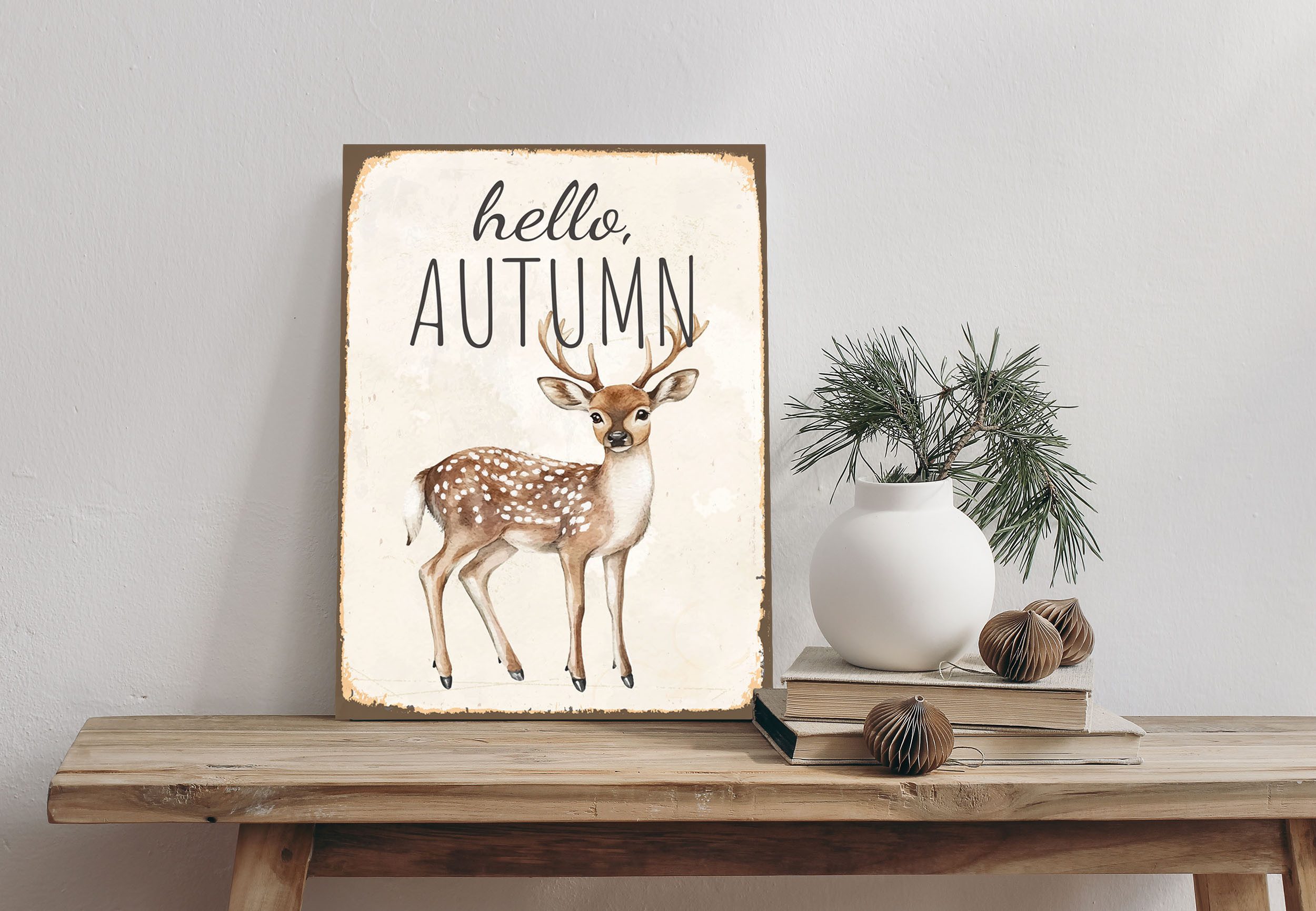 queence Alu-Dibond-Druck Rehkitz, Rehkitz, Weihnachten (1 St), Autumn, Herbst, Schild