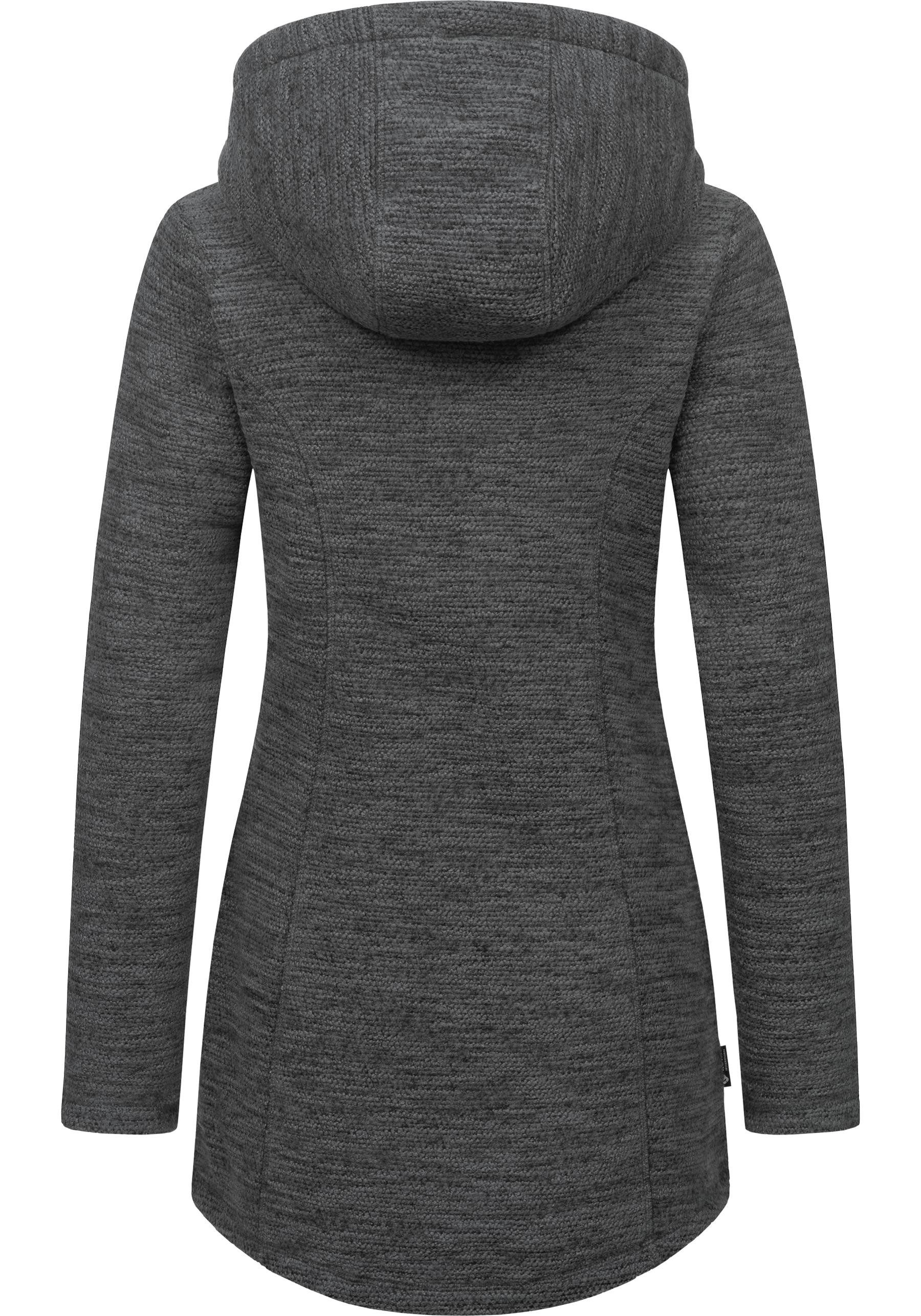 Ragwear Longstrickjacke Leysha Melange Sportliche Kapuzenjacke in melierter Strick-Optik