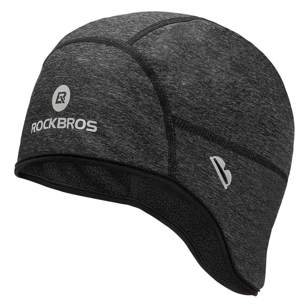 ROCKBROS Unterhelmmütze Rockbros Dala Winter-Radmütze mit Löchern für Brillen – grau (Spar-Set, 1-St., 53-61 cm winddicht) Winddicht, Fleecefutter, Brillenöffnungen, reflektierend