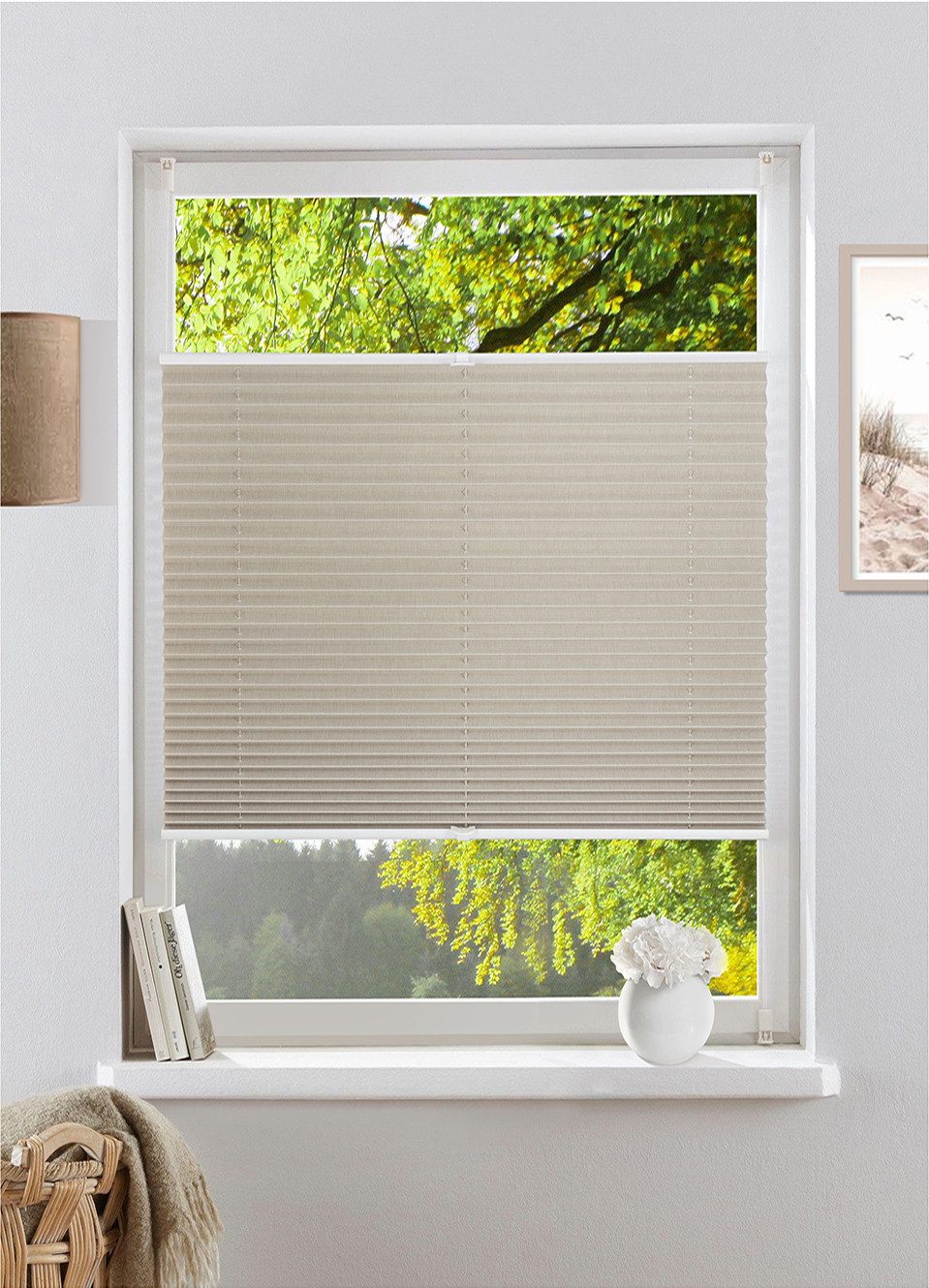OTTO home Plissee Willa, verdunkelnd, ohne Bohren, verspannt, Klemmfix, NEUHEIT in Leinenoptik, Klemmfix, für Fenster & Tür, Verdunkelung