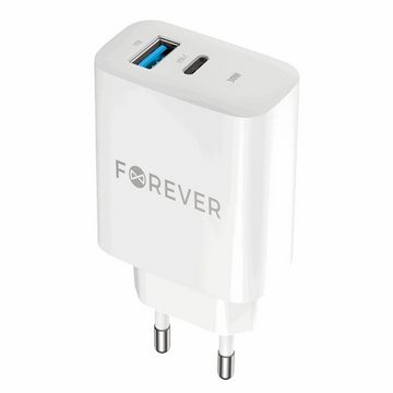 Forever Forever TC-07-30AC PD QC Ladegerät 1x USB-C 1x USB 30W weiß Smartphone-Ladegerät (1-tlg)