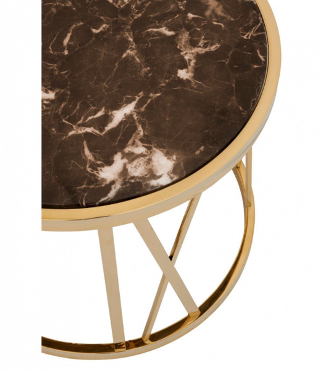 Deco brauner mit Casa Kollektion Padrino Luxus - Gold Marmorplatte Luxus Designer Beistelltisch Art Beistelltisch