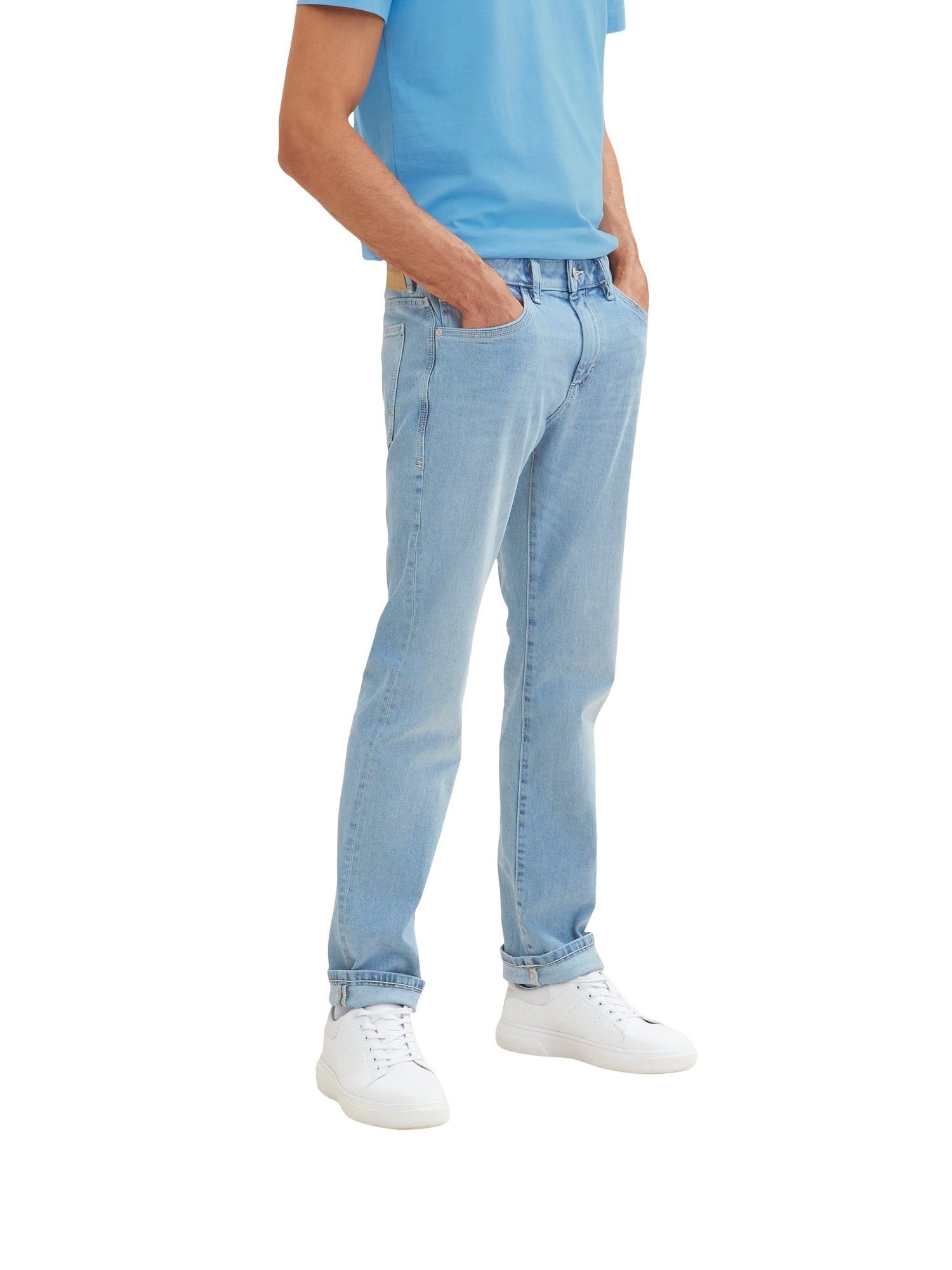 TOM TAILOR Regular Jeans Hose Five-Pocket-Style lange (1-tlg) Marvin hellblau 5-Pocket-Jeans