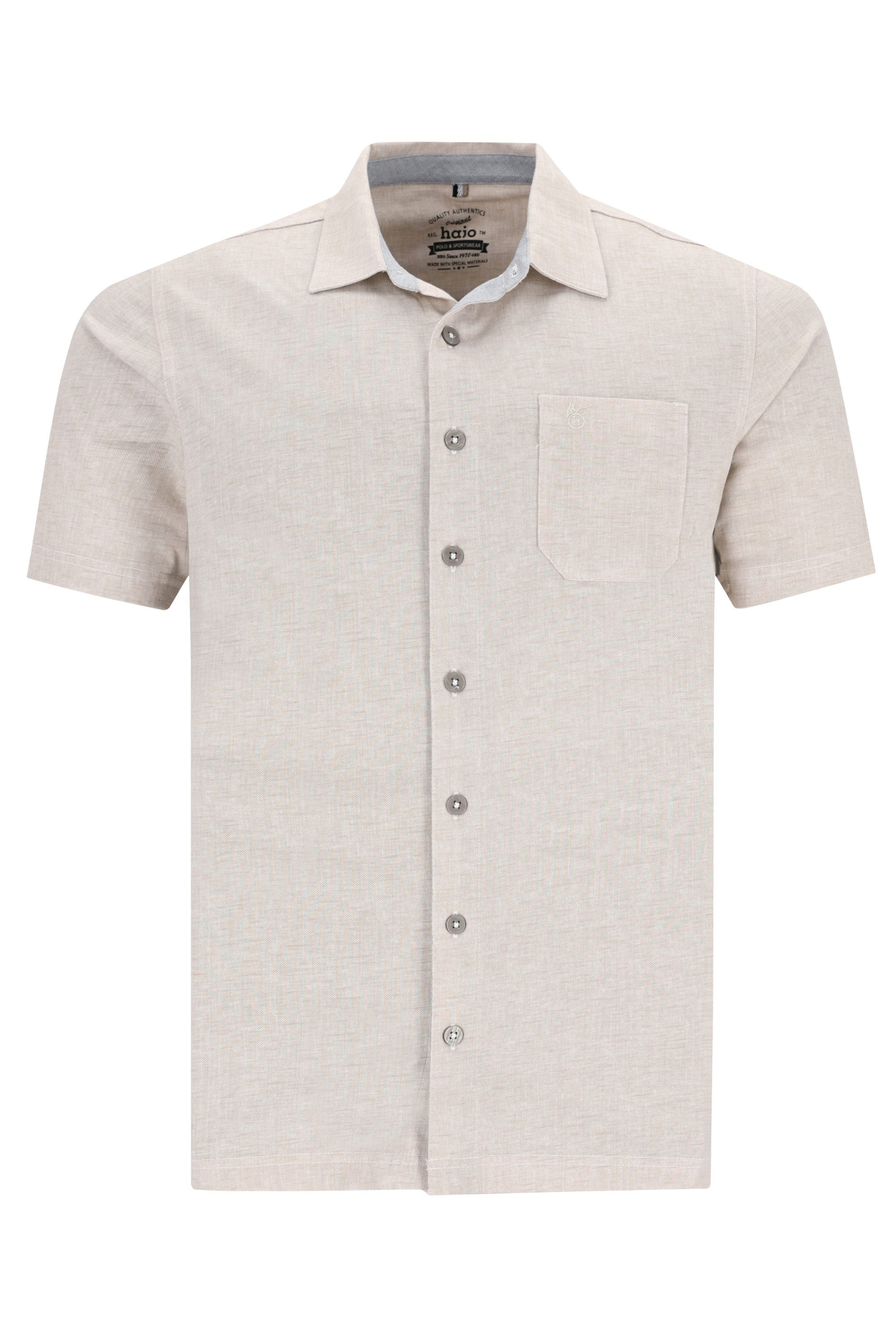 Hajo Poloshirt H Polohemd durchgeknöpftStay Fresh konf.Kragen taupe