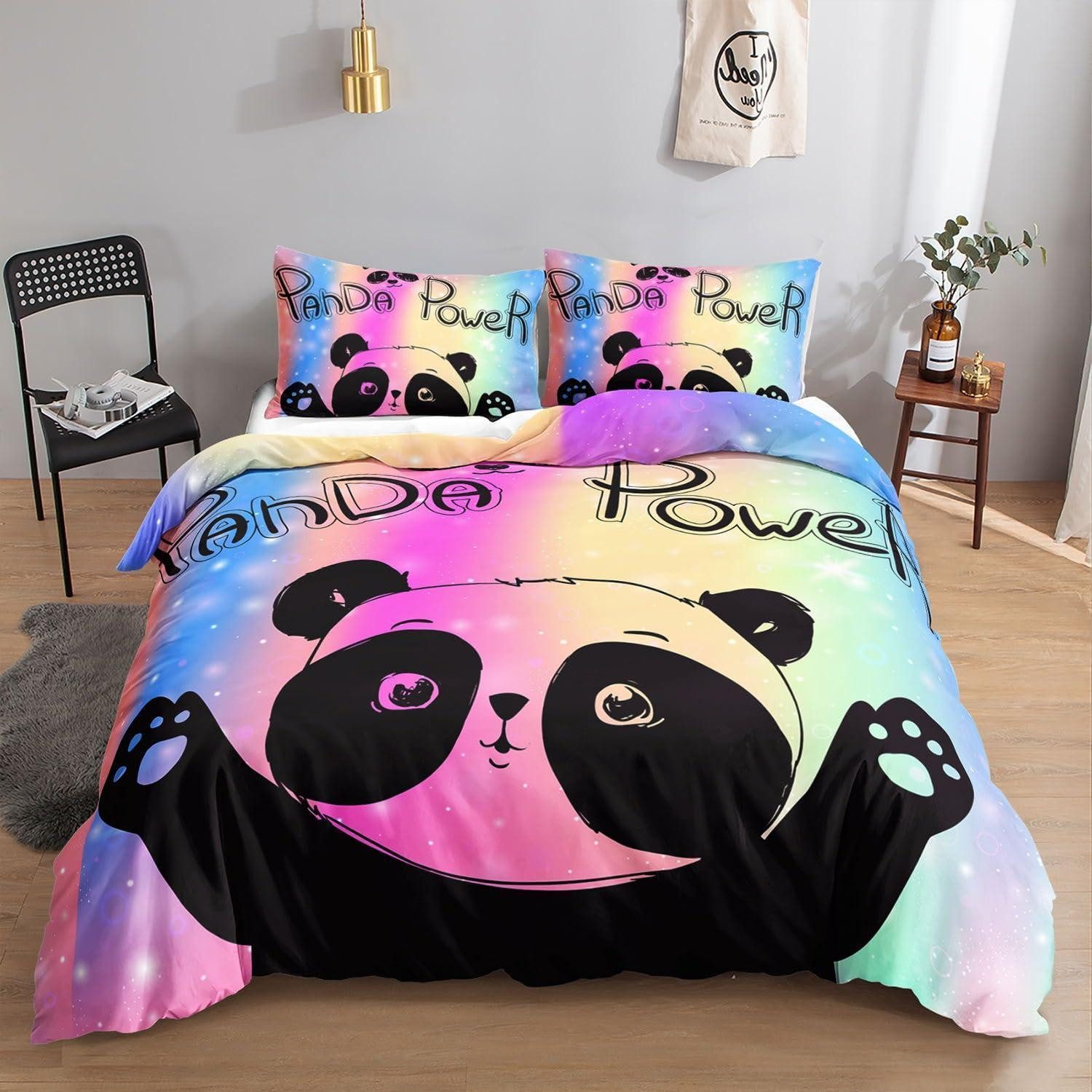 LuxusKollektion Kinderbettwäsche Bettwäsche Panda 135x200cm/80x80cm