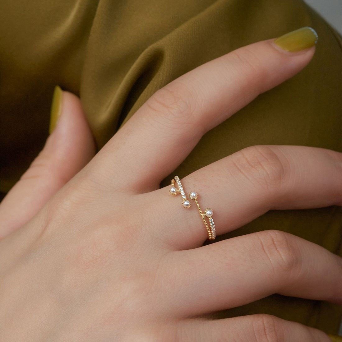 The Beauty House Fingerring Damen Verlobungsring goldfarbiger Ring mit Perl günstig online kaufen