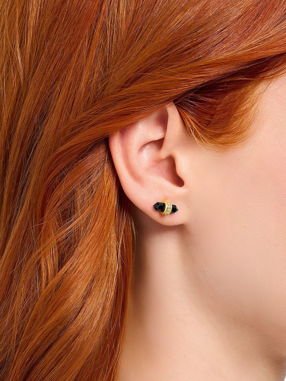 THOMAS SABO Single-Ohrstecker Thomas Sabo H2281-177-11 Goldene Ohrstecker mit schwarzem Onyx Damen