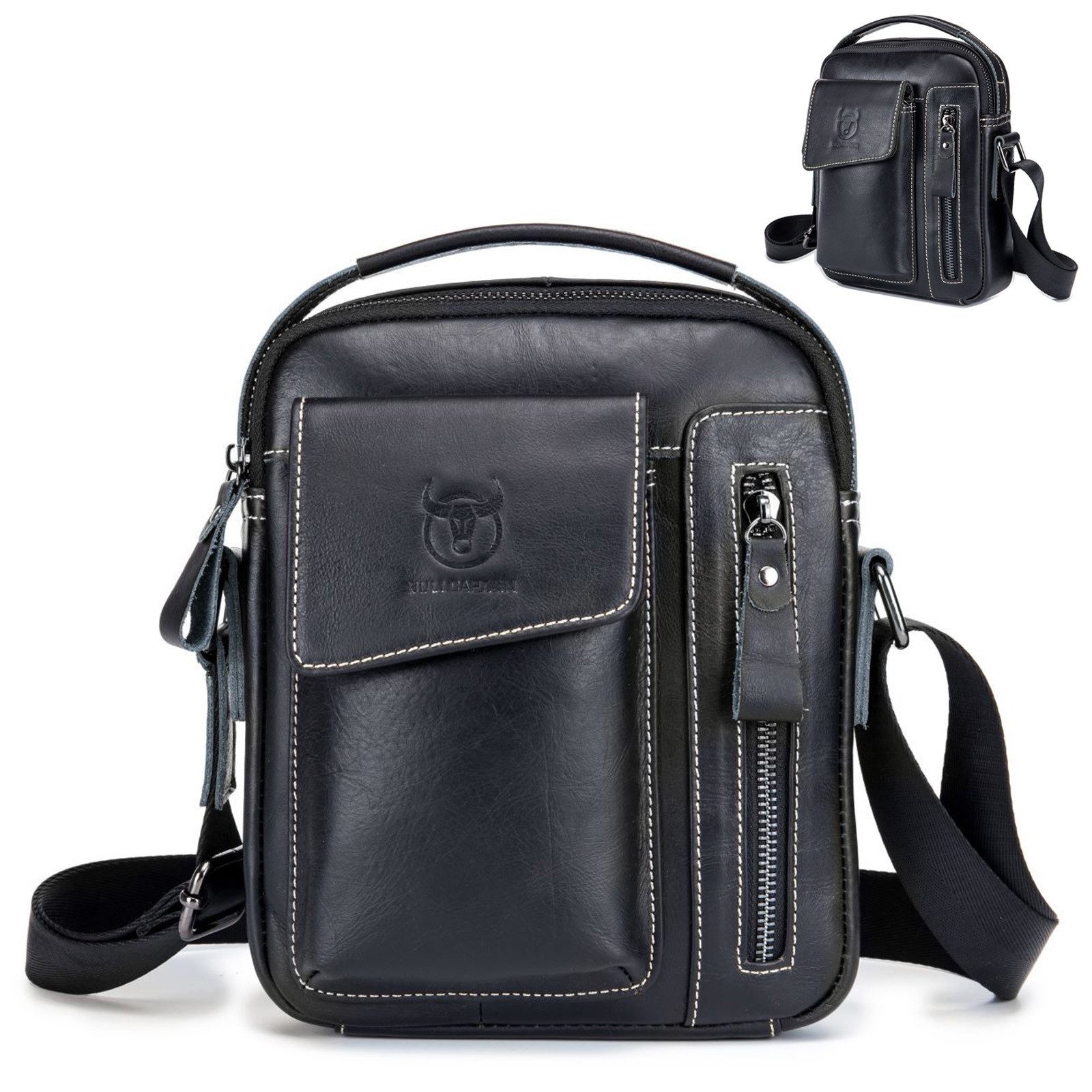 MODFU Umhängetasche Crossbody Bag Handtasche Henkeltasche Aktentasche (Arbeitstasche mit Griff Schultergurt, Bürotasche, Freizeittasche, Unitasche, Kunstledertasche), für Herren Frauen Jungen Freizeit Arbeit Business Schule Büro Reisen
