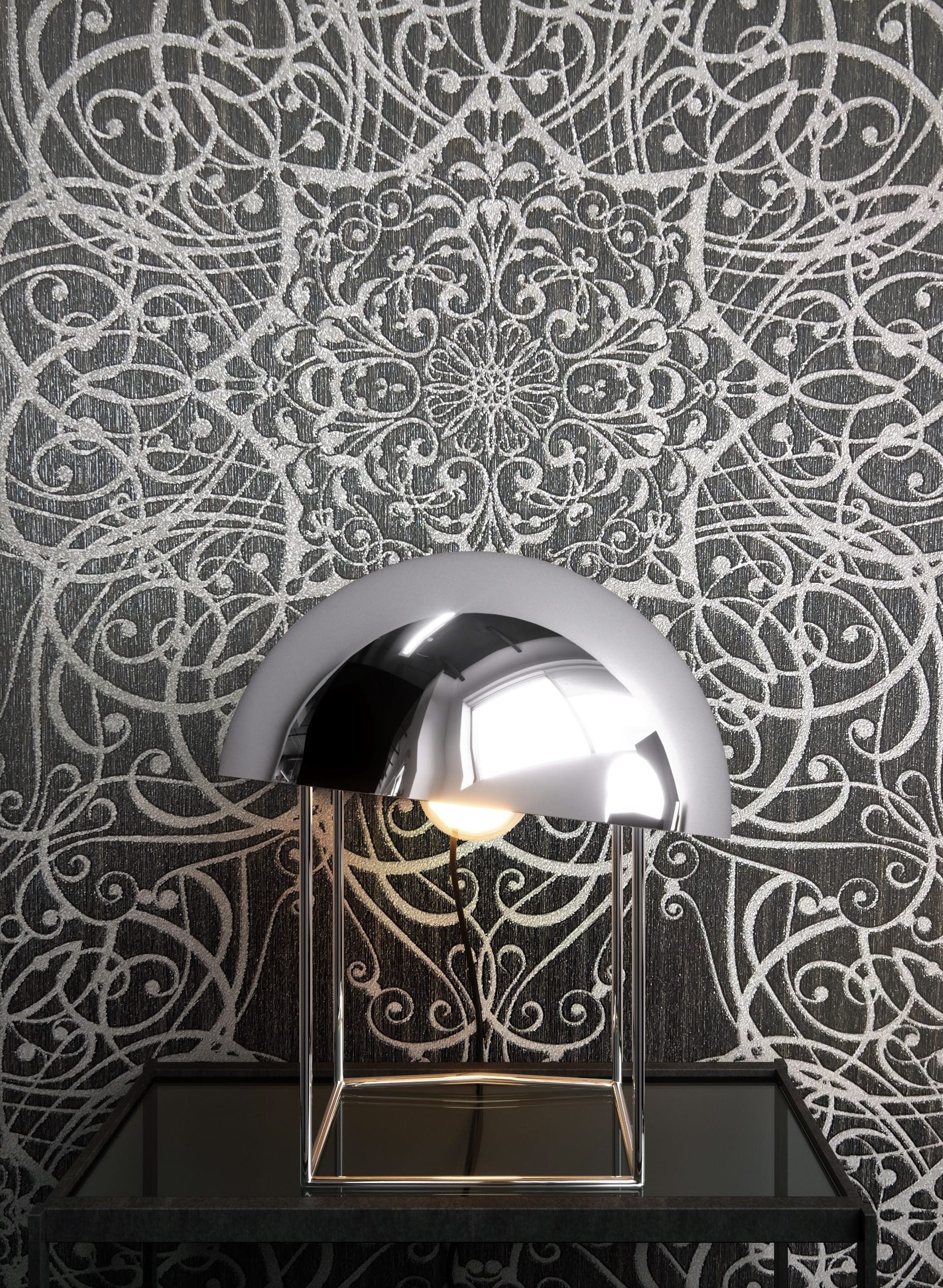 Newroom Vliestapete, Grau Tapete Vintage Ornament günstig online kaufen
