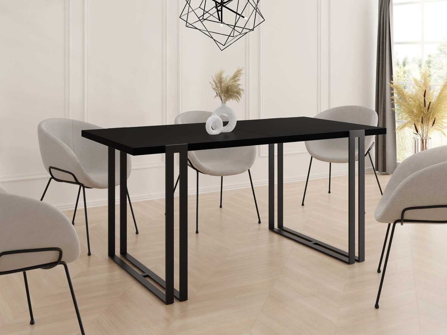 WFL GROUP Loft-Stil mit Tisch Schwarze Marco, Esstisch Metallbeinen im