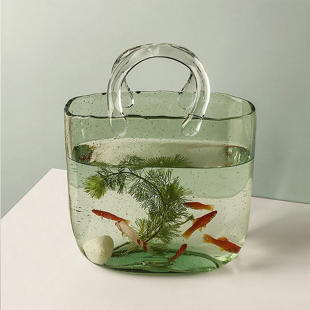 Muxing Dekovase Glasvase Handtasche Blumen Vase Mini Aquarium klar (1 St) – Bild 3 von 5