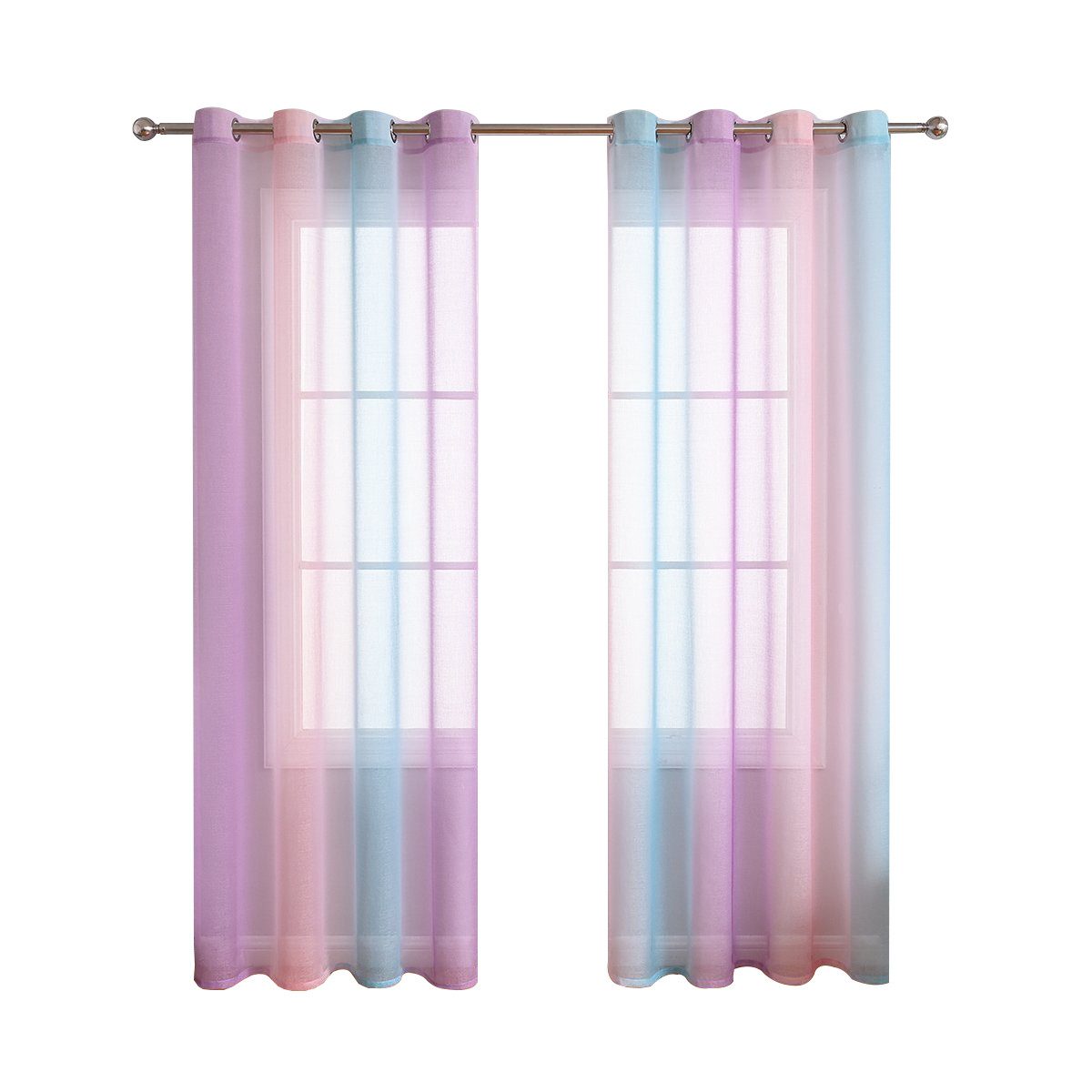 BYSURE Gardine (2 St), Ösen, transparent, Voile, Regenbogen-Vorhänge günstig online kaufen
