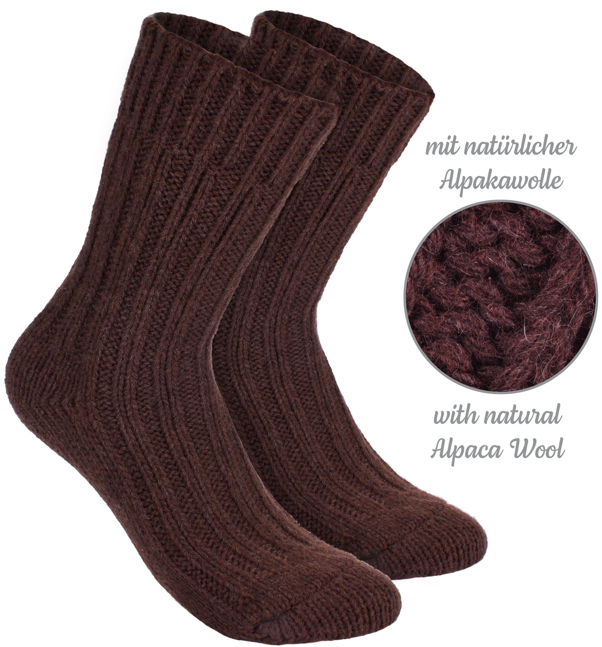 BRUBAKER Kuschelsocken warme dicke Alpaka Socken (Set, 4-Paar, mit Alpakawolle) Wintersocken für Damen und Herren – Bild 4 von 5