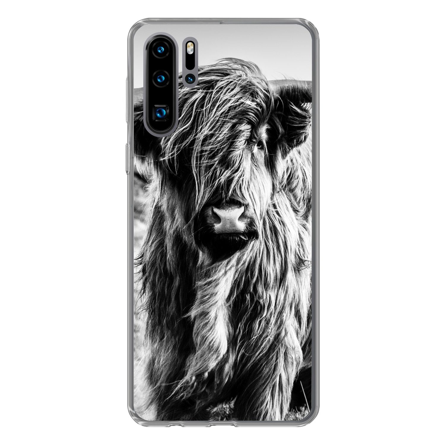 Handyhülle für Huawei P30 Pro Schottischer Highlander - Natur - Kuh - Schwarz - W