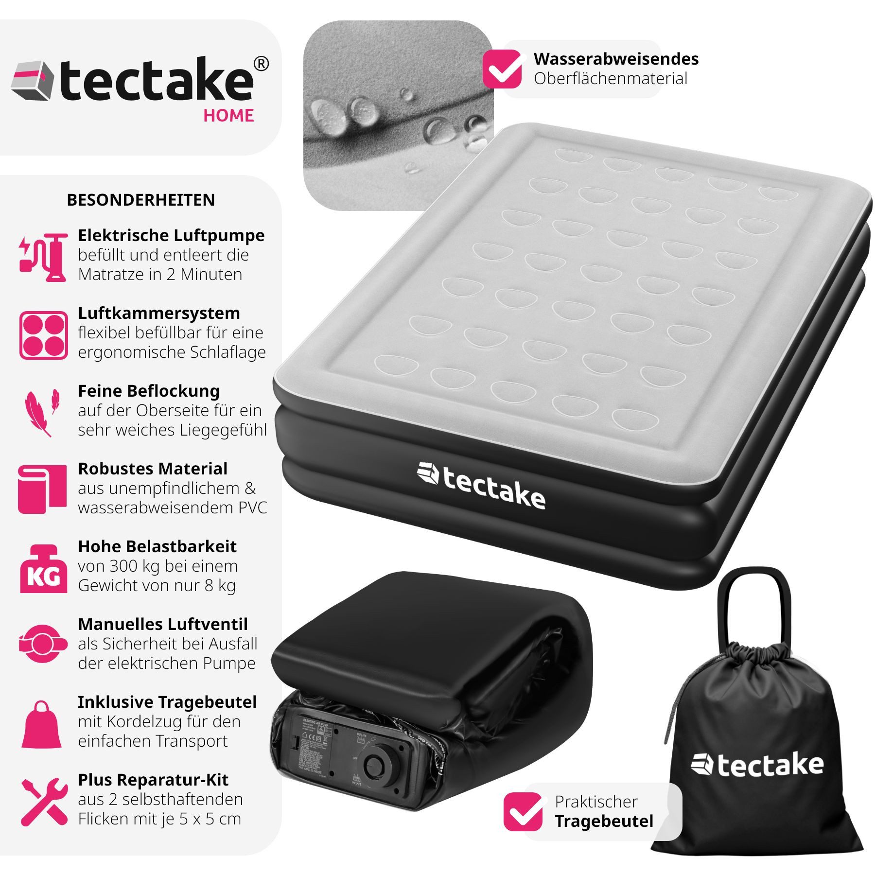 tectake Luftbett Aufblasbare Matratze, (für 1 günstig online kaufen