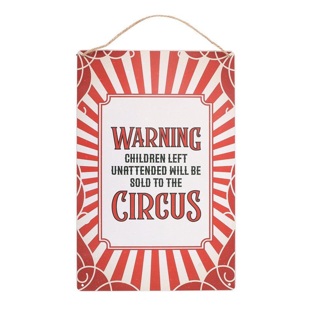 Grindstore Typenschild Circus Warning Metal Hanging Sign - Vintage Blechschild 34x20cm