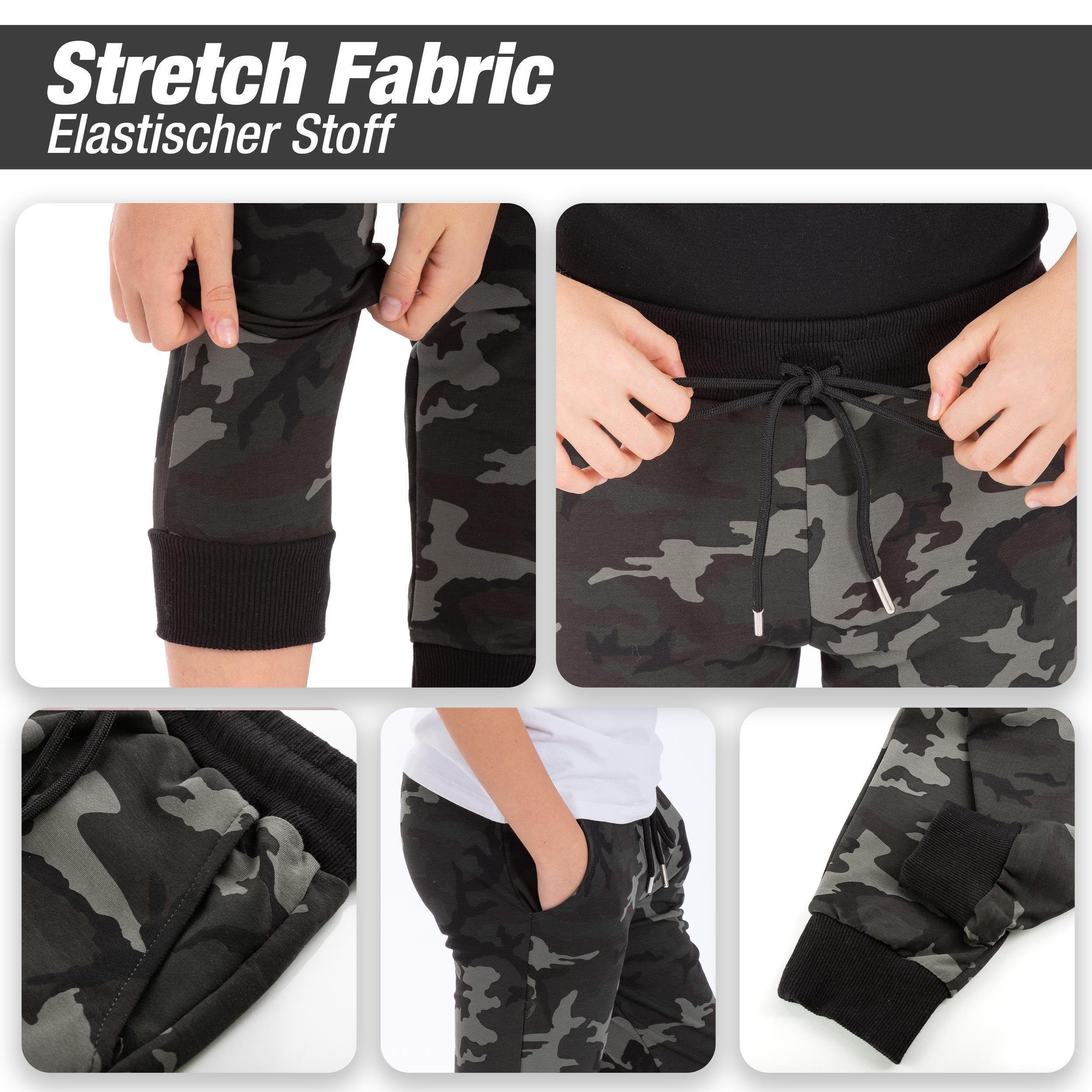 LOREZA Jogginghose Jungen & Mädchen Freizeithose Trainingshose Sporthose - Camouflage - (1-tlg)