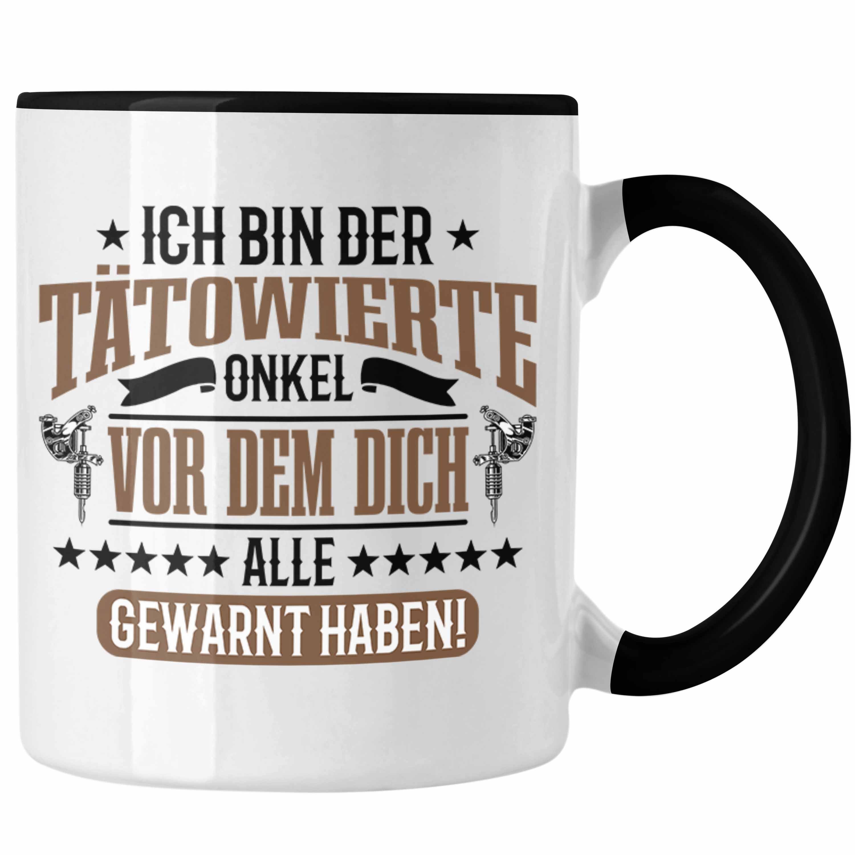 Trendation Tasse Onkel Tasse für Tattoowierten Onkel Geschenk Spruch Schwarz