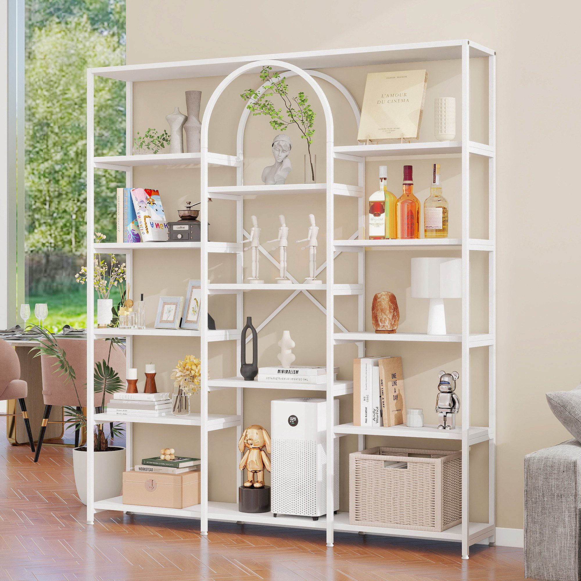 OKWISH Bücherregal Metallregal,Wandregal, Regal – Modernes Design aus Stahl und MDF, Weiß 1-tlg.