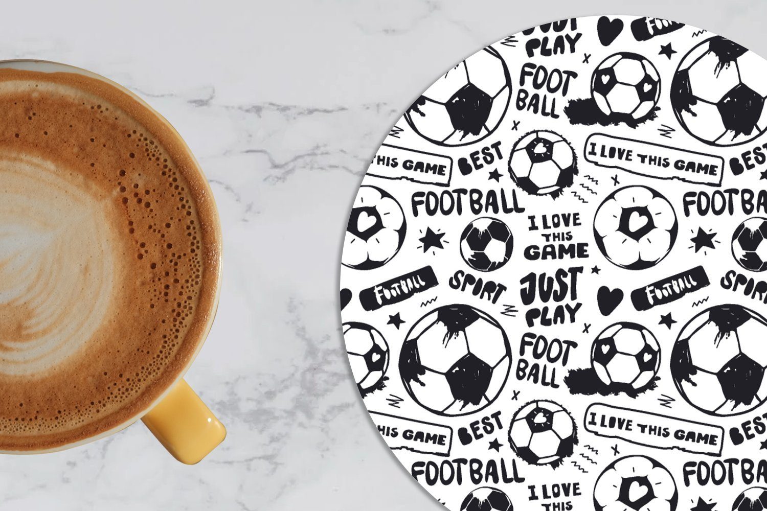 MuchoWow Glasuntersetzer Tasse, 6-tlg., Zitate Getränkeuntersetzer, für Fußball Muster, - Becher Zubehör Sport Korkuntersetzer, Tassenuntersetzer, - Gläser, 