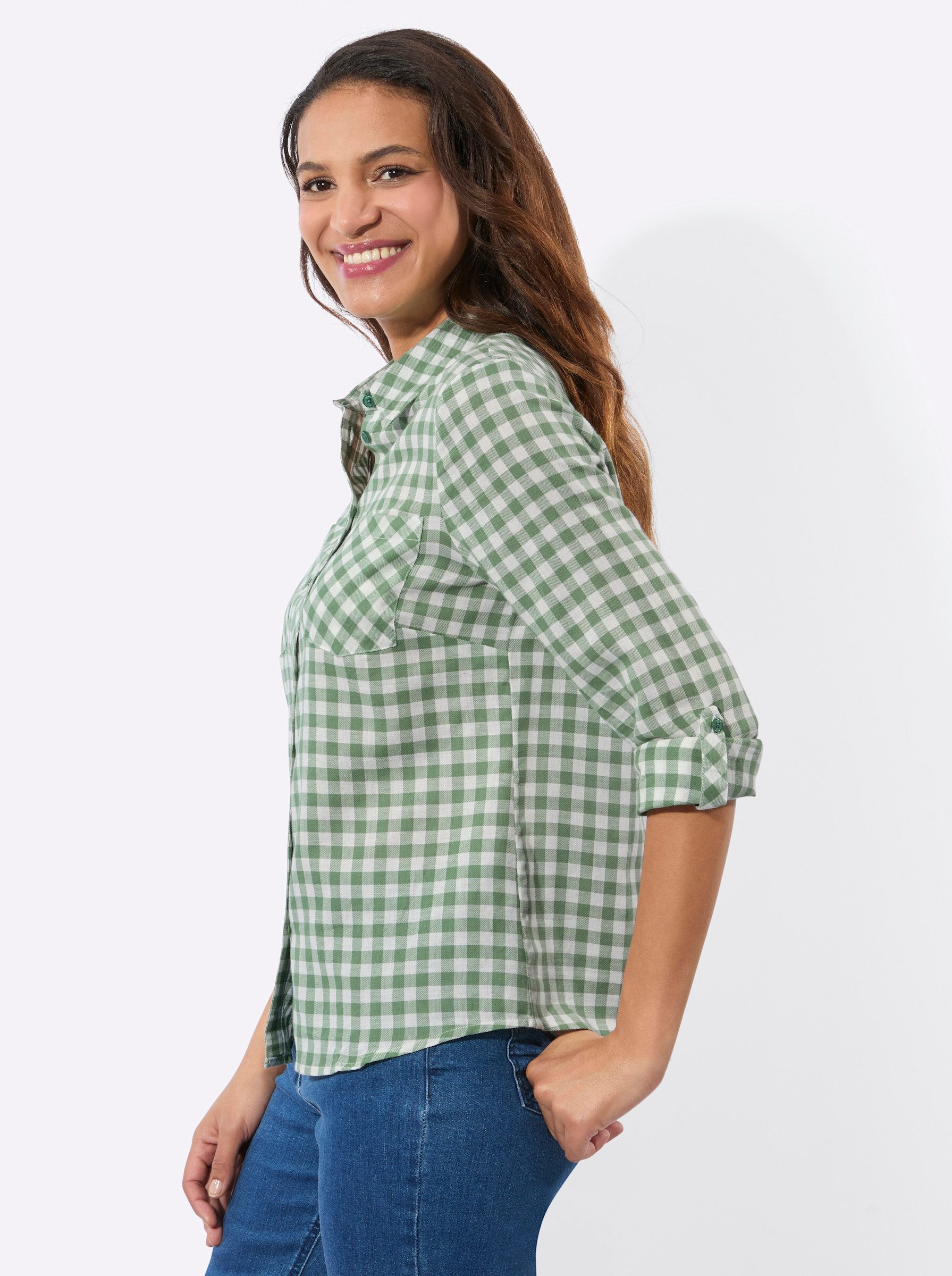 Witt Klassische Bluse Karo-Flanellbluse Langarm – Bild 4 von 5