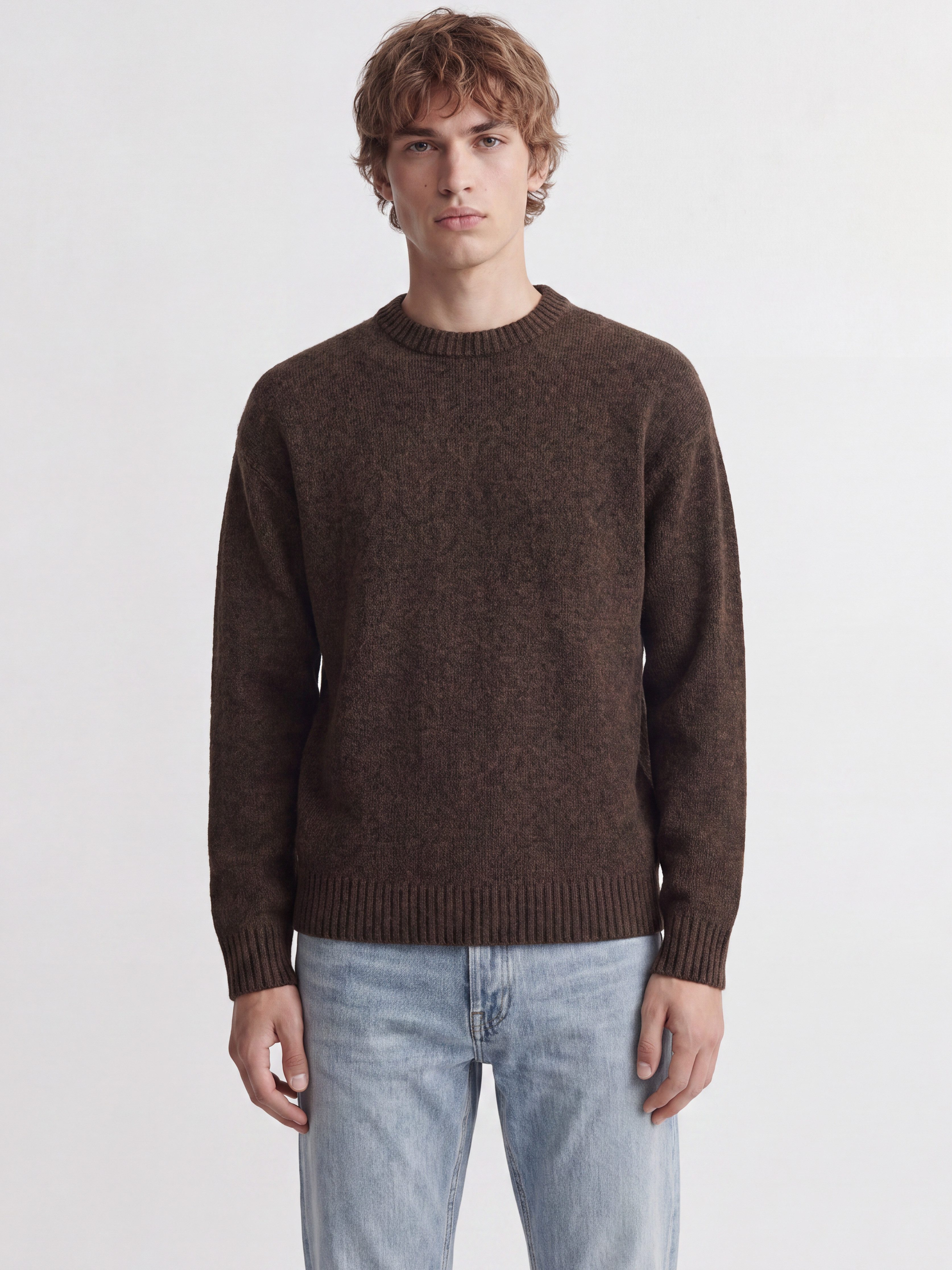 Jack & Jones Rundhalspullover JJESOHO OLLIE KNIT CREW NECK SN Materialmix, relaxed fit