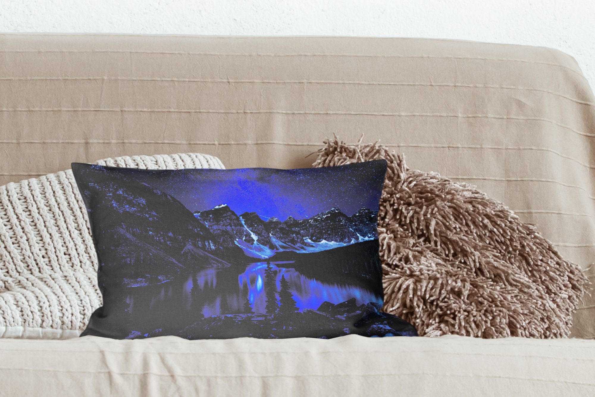 bei mit Wohzimmer Dekokissen National Banff Nacht Schlafzimmer Dekoration, MuchoWow Lake Park Kanada, Dekokissen im Moraine Zierkissen, Füllung, in