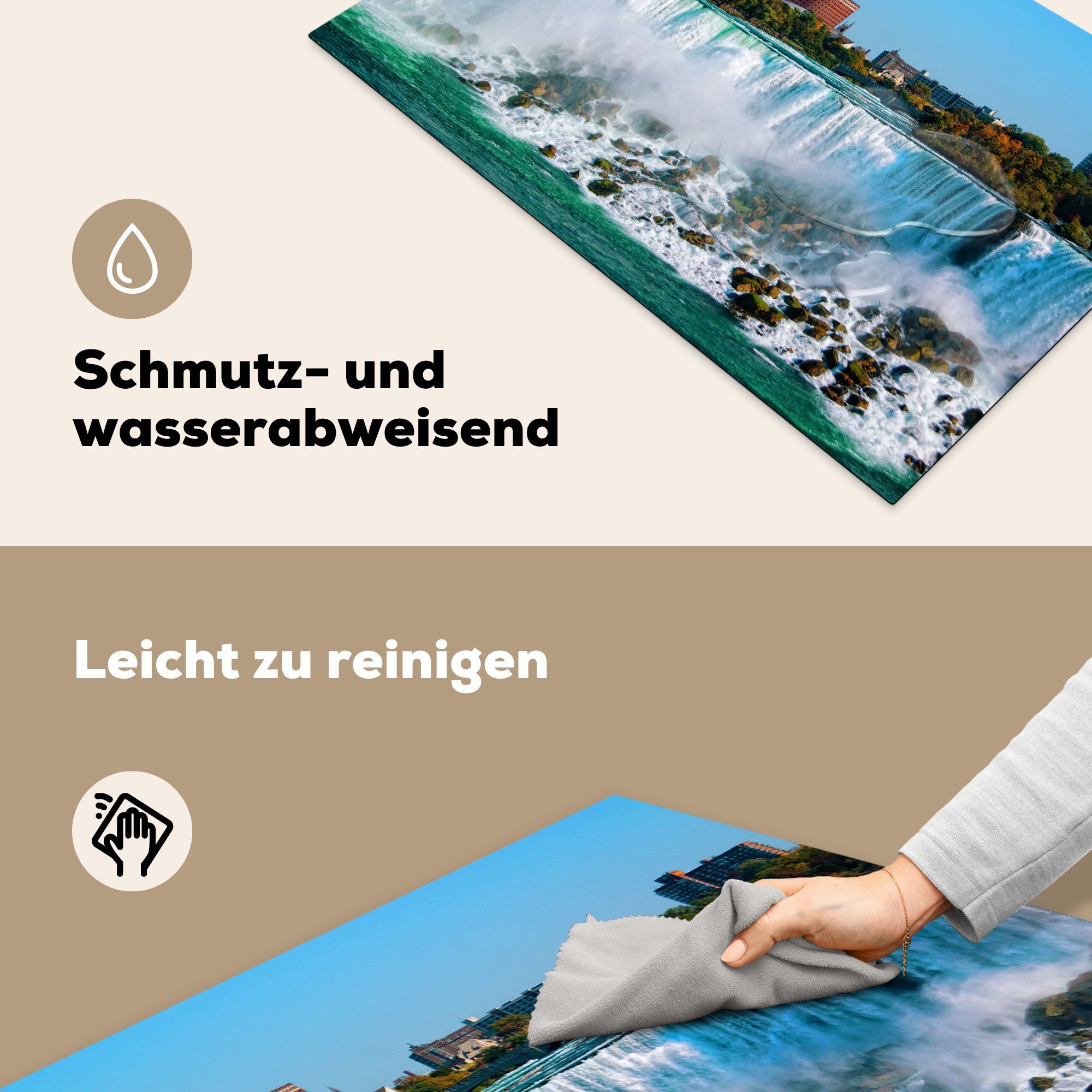 den die Induktionskochfeld über 81x52 Schöner Herdblende-/Abdeckplatte Vinyl, cm, für MuchoWow blauer Schutz küche, Ceranfeldabdeckung tlg), Niagarafällen, (1 Himmel