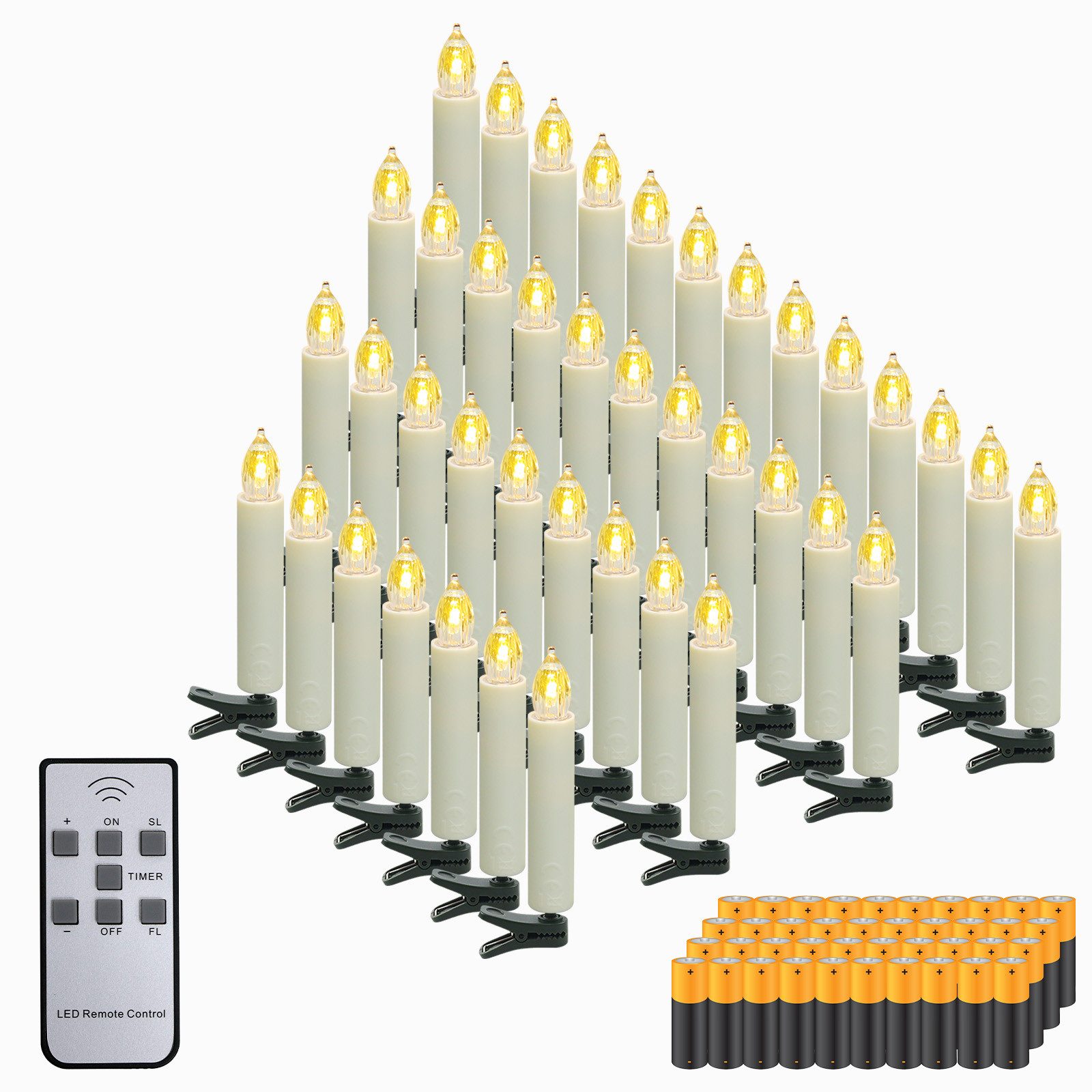 Gotoll LED-Christbaumkerzen 40er weihnachtsbaumkerzen kabellos mit Batterie günstig online kaufen