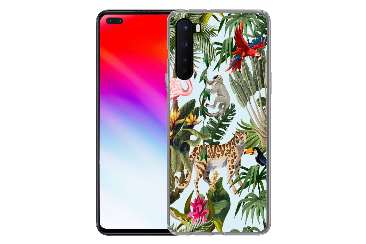 MuchoWow Handyhülle für OnePlus Nord Dschungel - Tiere - Mädchen - Kinder - Jungen - Flami, Phone Case, Silikon, Schutzhülle Dünn