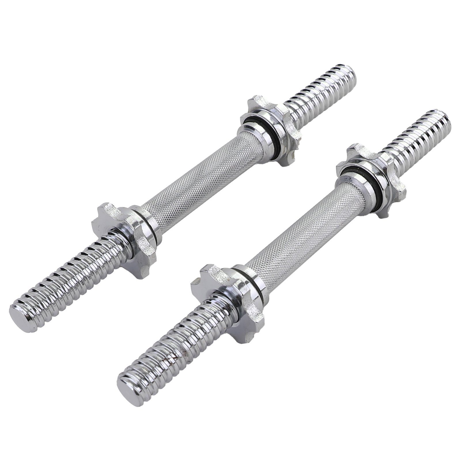 RAMROXX Kurzhantelstange 2x 35cm mit gerändeltem Griff inkl. Sternschrauben Chrom 25mm