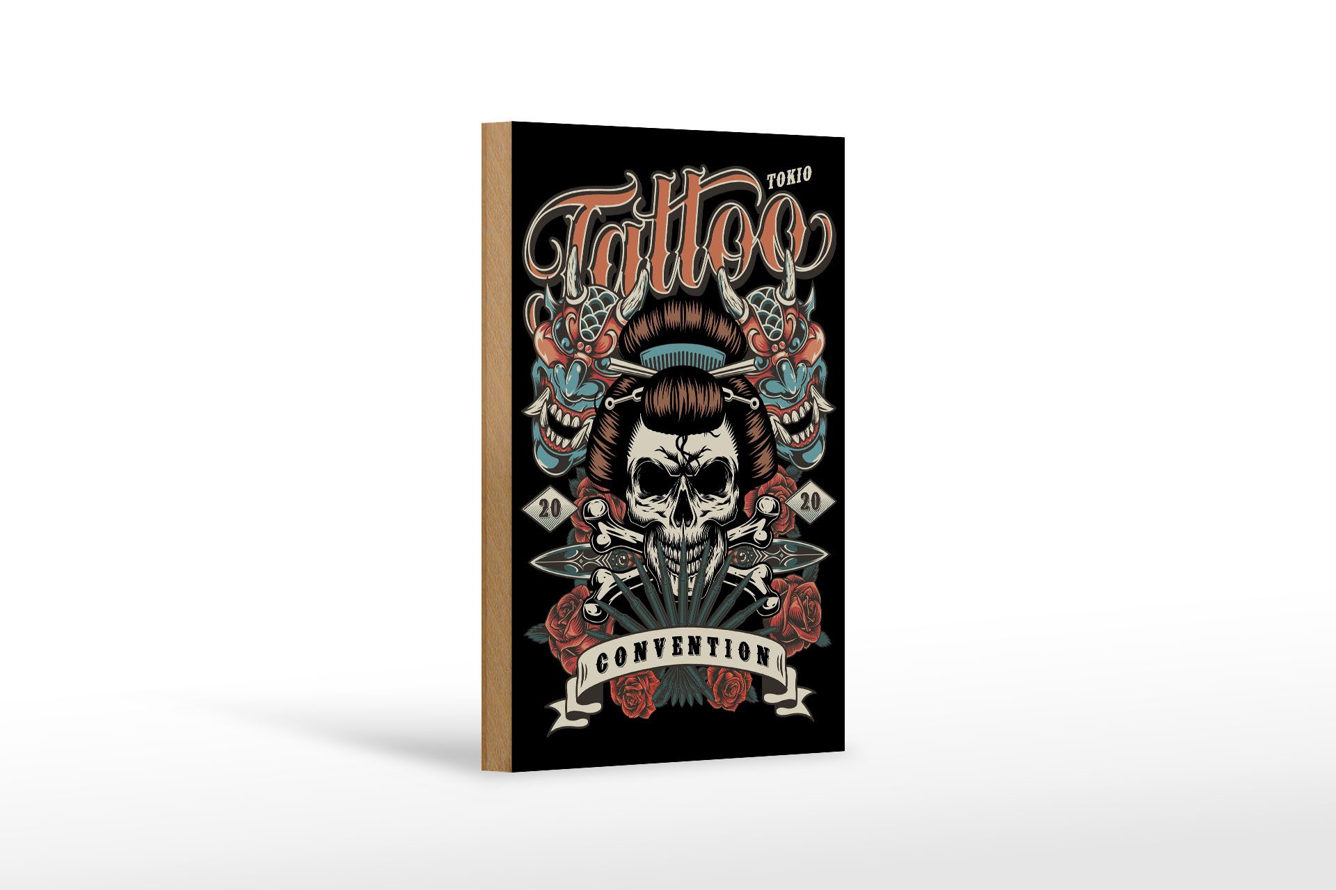 Holzbild Tattoo 12x18 cm Tokio convention