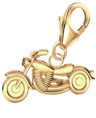 Goldene Hufeisen Charm-Einhänger Motorrad Karabiner Charm Anhänger für Bettelarmband 925 Silber (inkl. Etui), für Gliederarmband oder Halskette