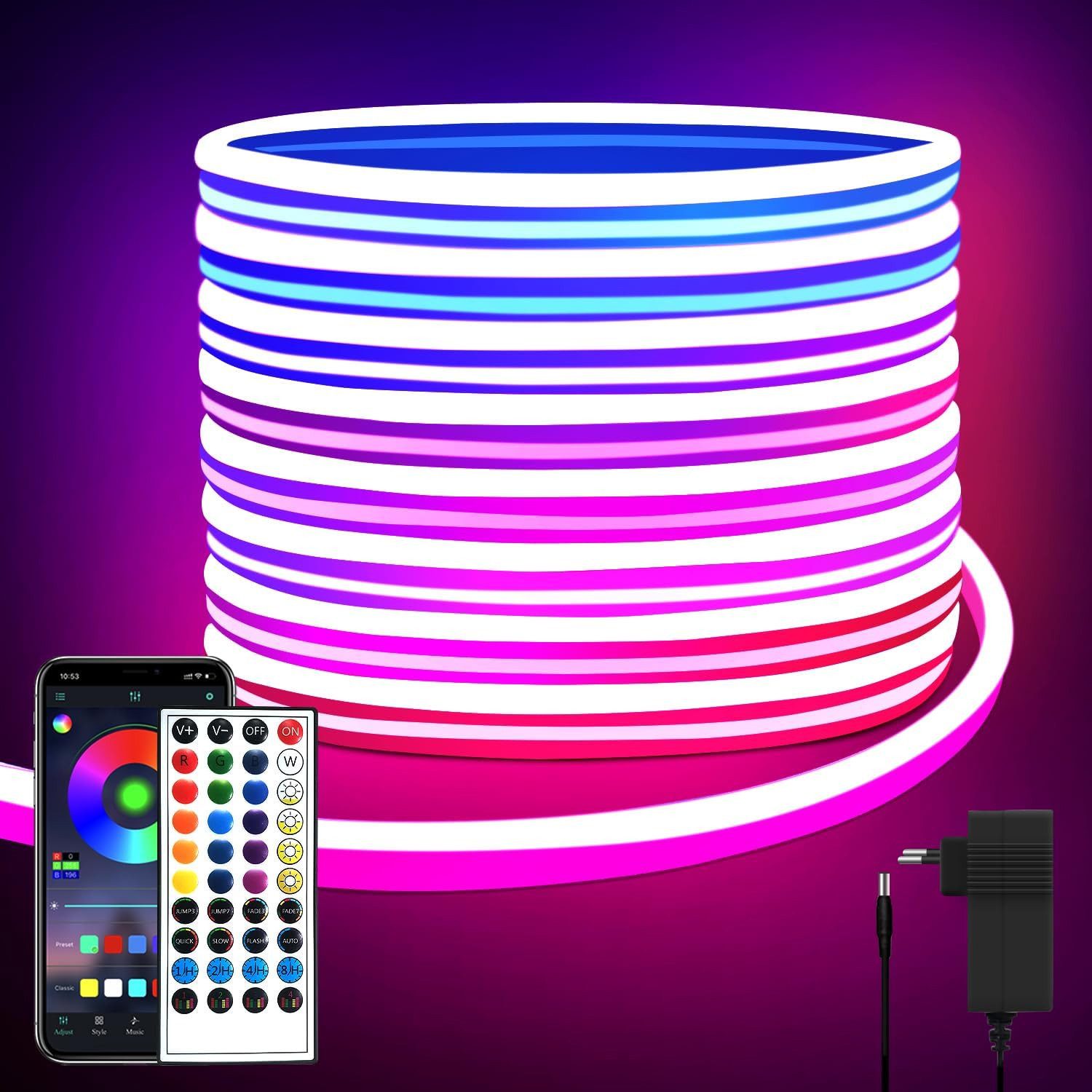 zggzerg LED Stripe 10m Neon, mit Fernbedienung, Wasserdichte Flexible, RGB günstig online kaufen