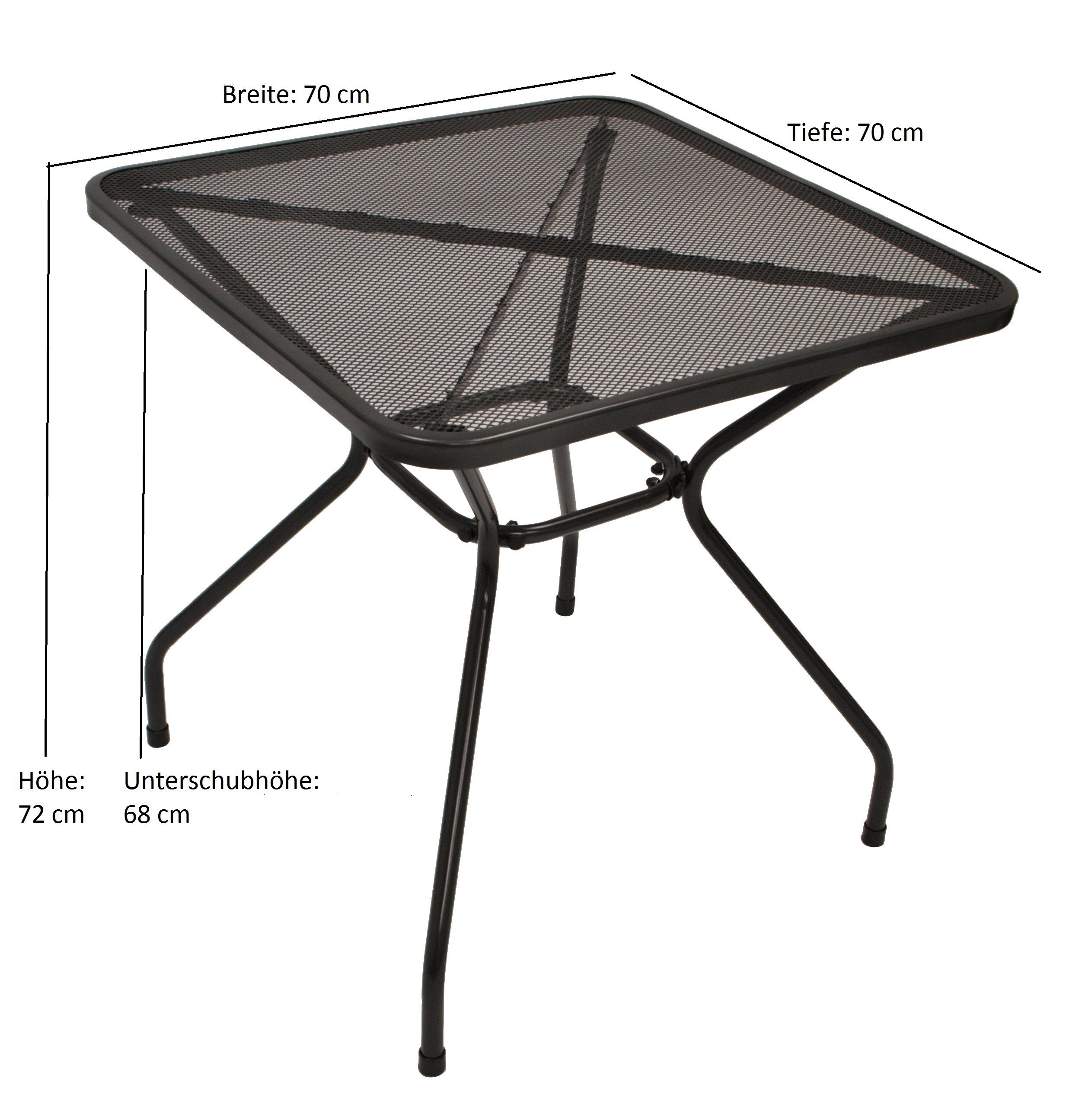DEGAMO Bistrotisch CLASSIC (1-St), quadratisch 70x70cm, Stahl und Streckmetall anthrazit