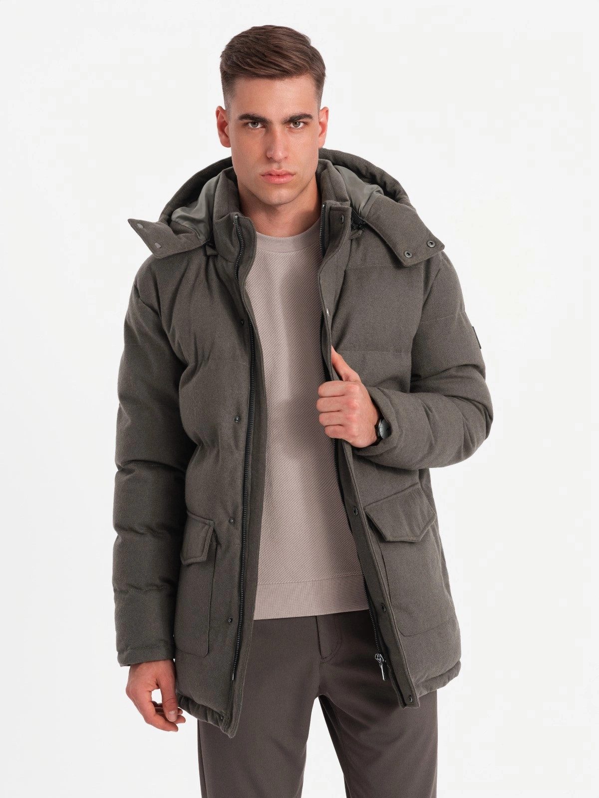 OMBRE Winterjacke Warme lange Herren Parka Jacke mit Wolle günstig online kaufen