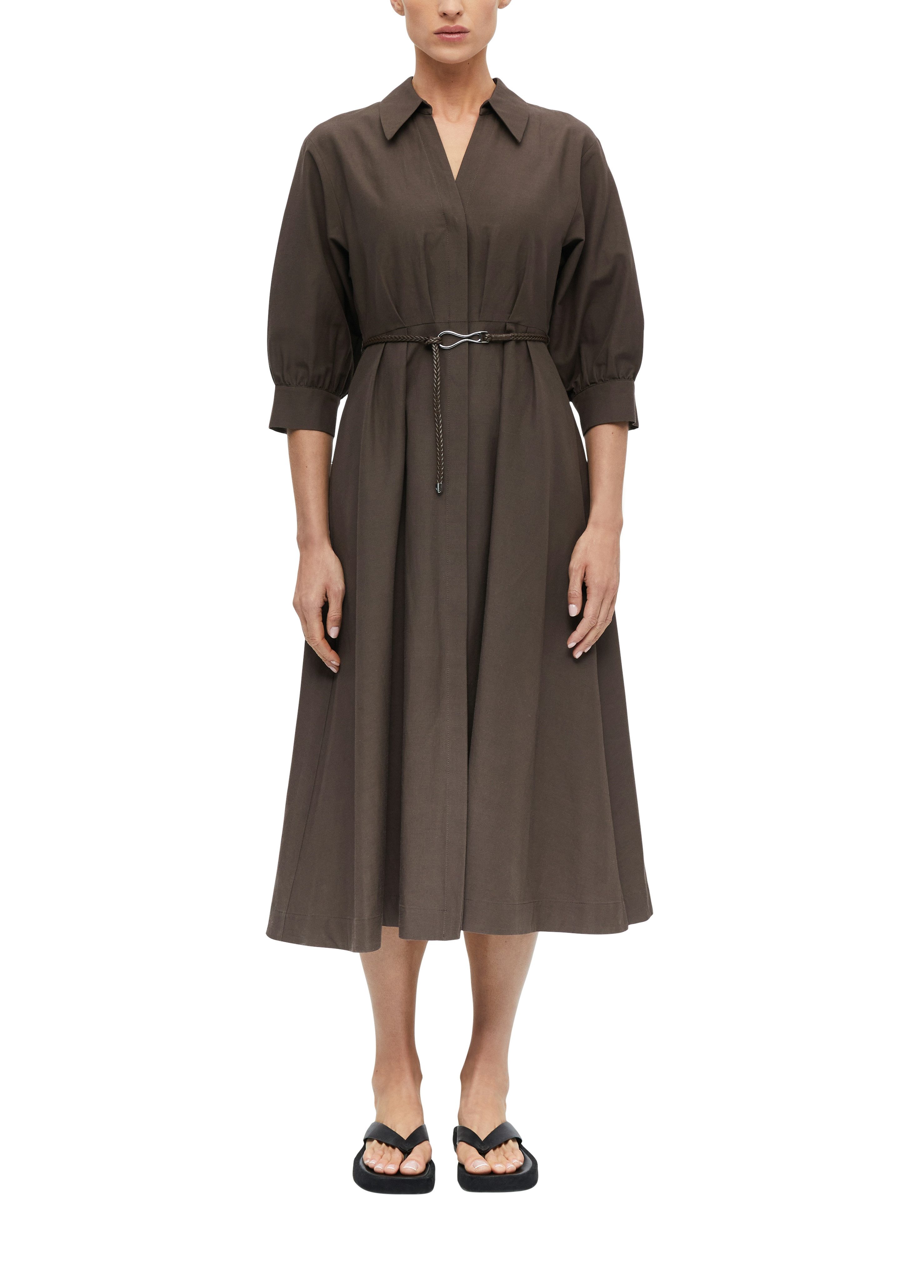 comma Blusenkleid Habalm Sommerkleid mit dekorativem Gürtel