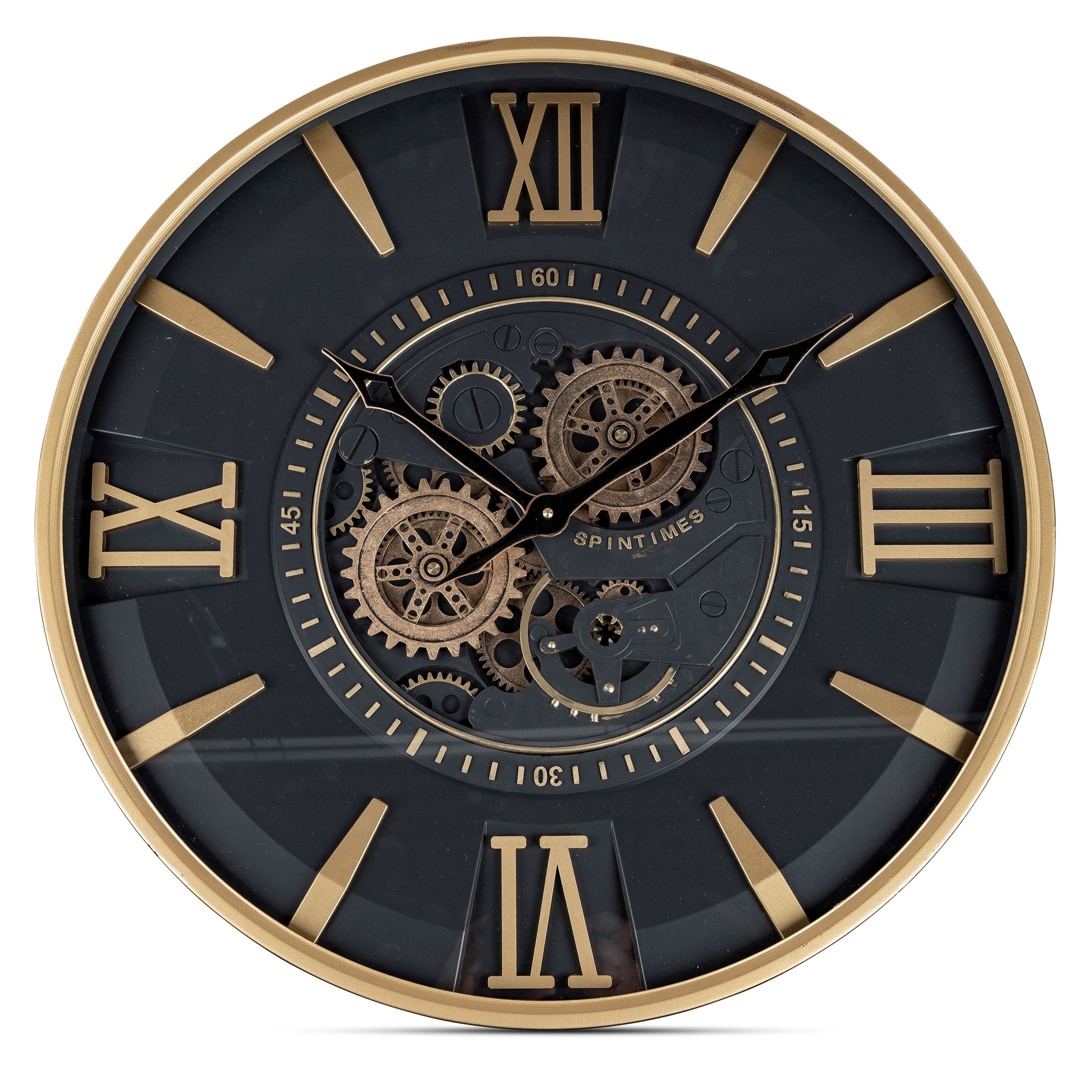 formano Wanduhr SPINTIMES (drehende Zahnräder, Schwarz, Zahnräder, H: cm)