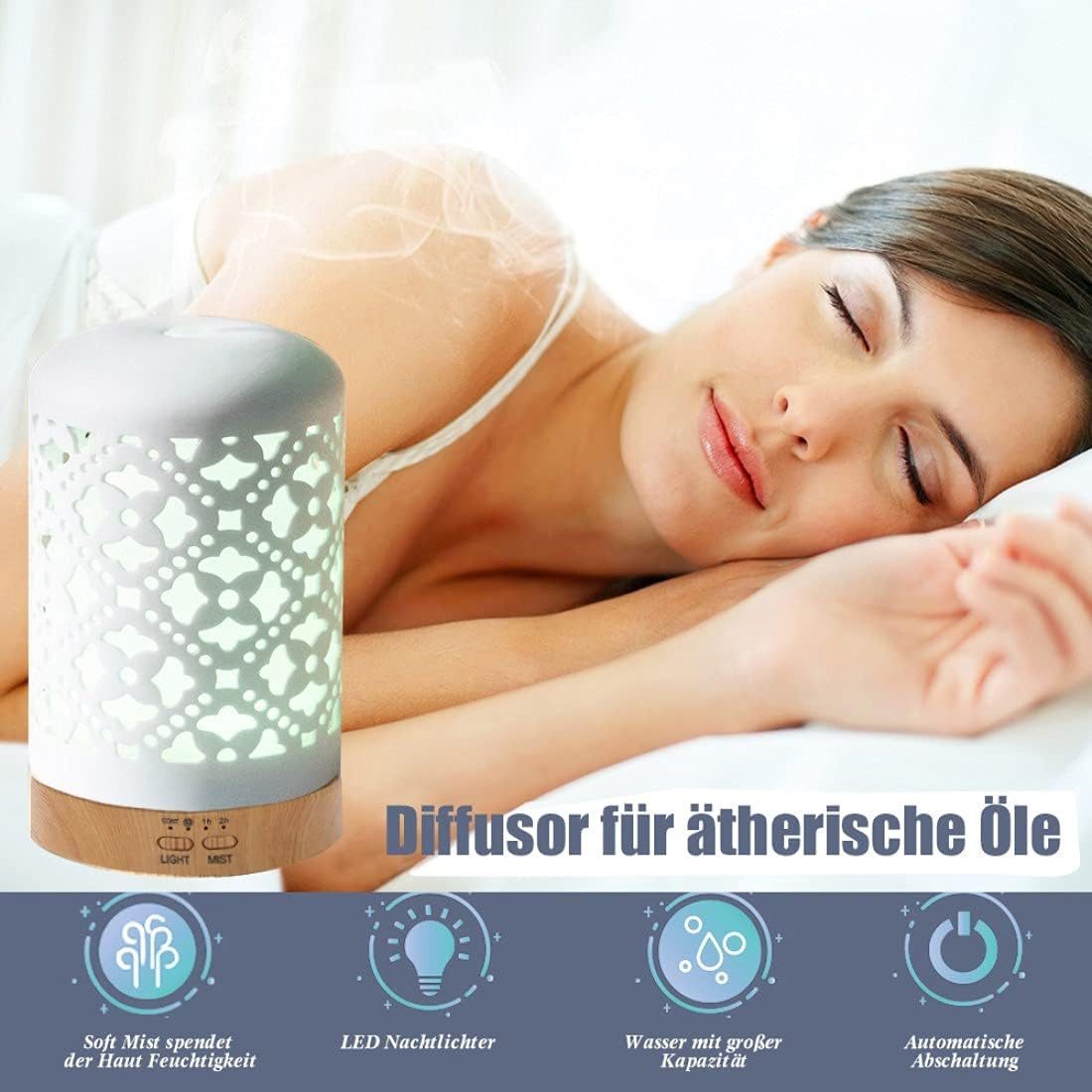 Vivitar Diffuser Keramischer Aroma-Diffusor, Diffusor für ätherische Öle, 0,12 l Wassertank, BPA-freier Aromatherapie-Diffusor mit einstellbarem Nebelmodus