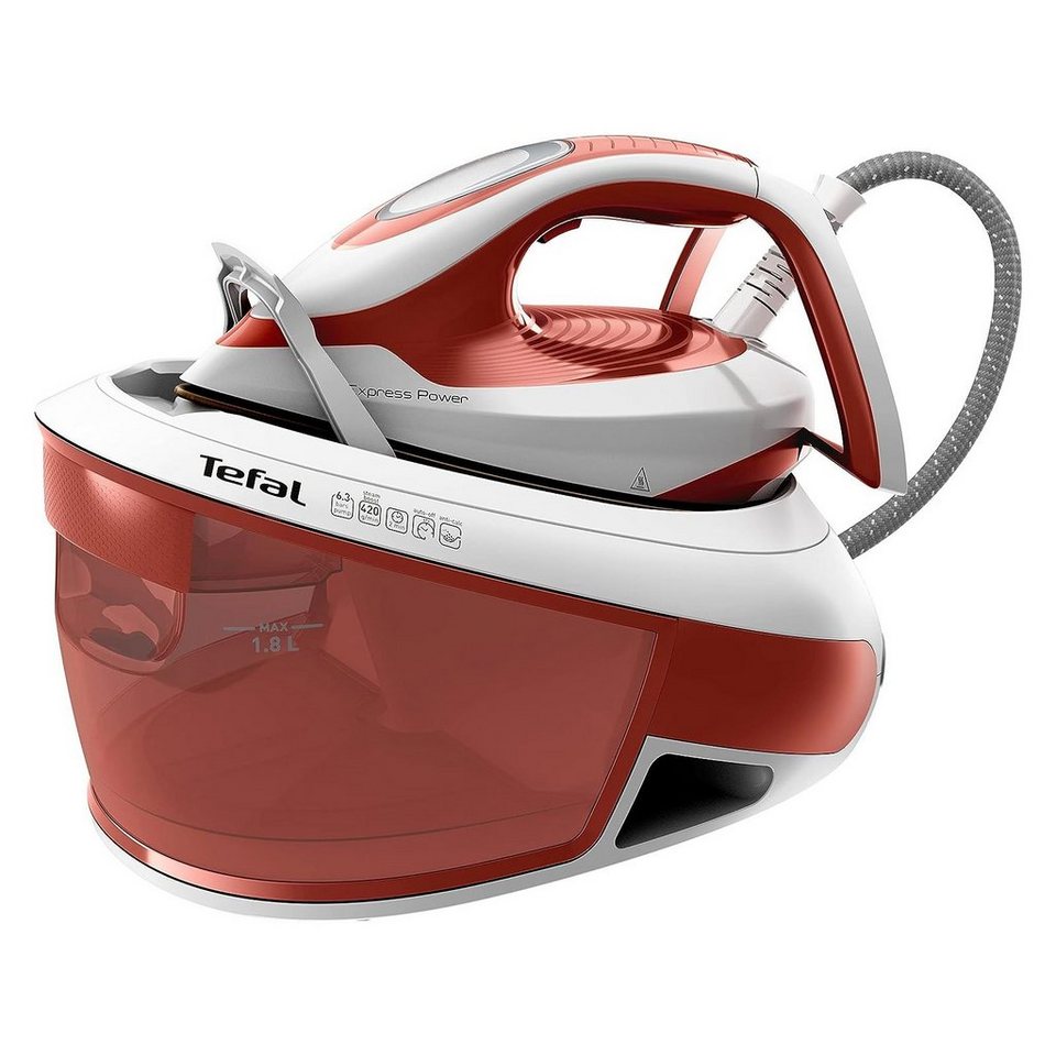 Tefal Dampfbügelstation SV8110 Express Power, 1800 ml Wassertank, 420 g/Min.  extra Dampfstoß, ideal für alle Textilien, Kalk-Kollektor, Kraftvoller  Dampfstoß von 420 g/min für hartnäckige Falten