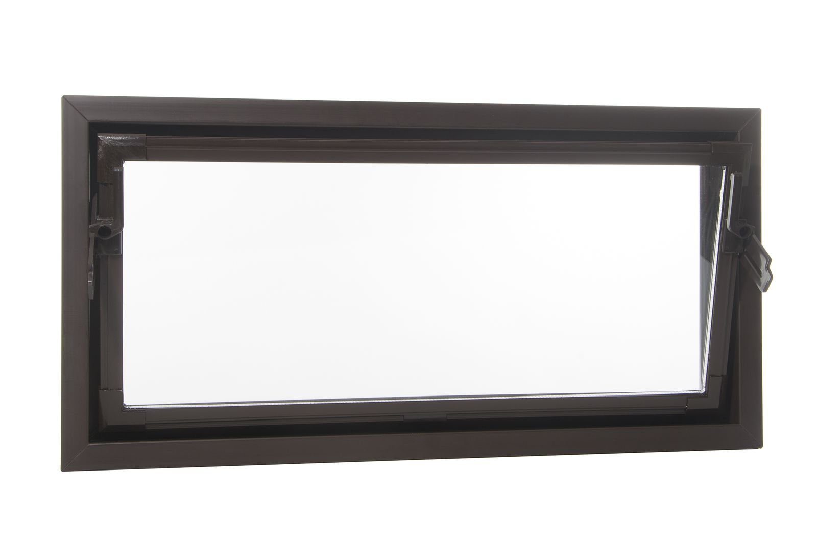 ACO Severin Ahlmann GmbH & Co. KG Kellerfenster Einfachglas ESG Kunststoff Kippfenster braun, Größe: 100x50cm, wärmeisolierend, Schutzgitter nachrüstbar