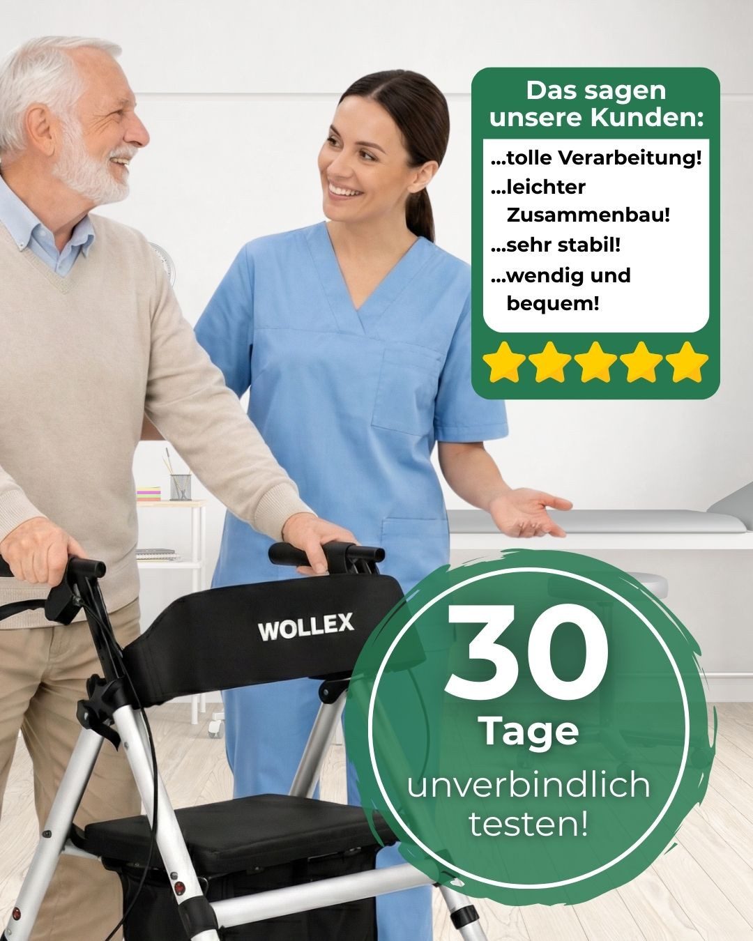 smartEC Rollator maxErgo Rollator Gehhilfe Outdoor Indoor zugelassen als Medizinprodukt