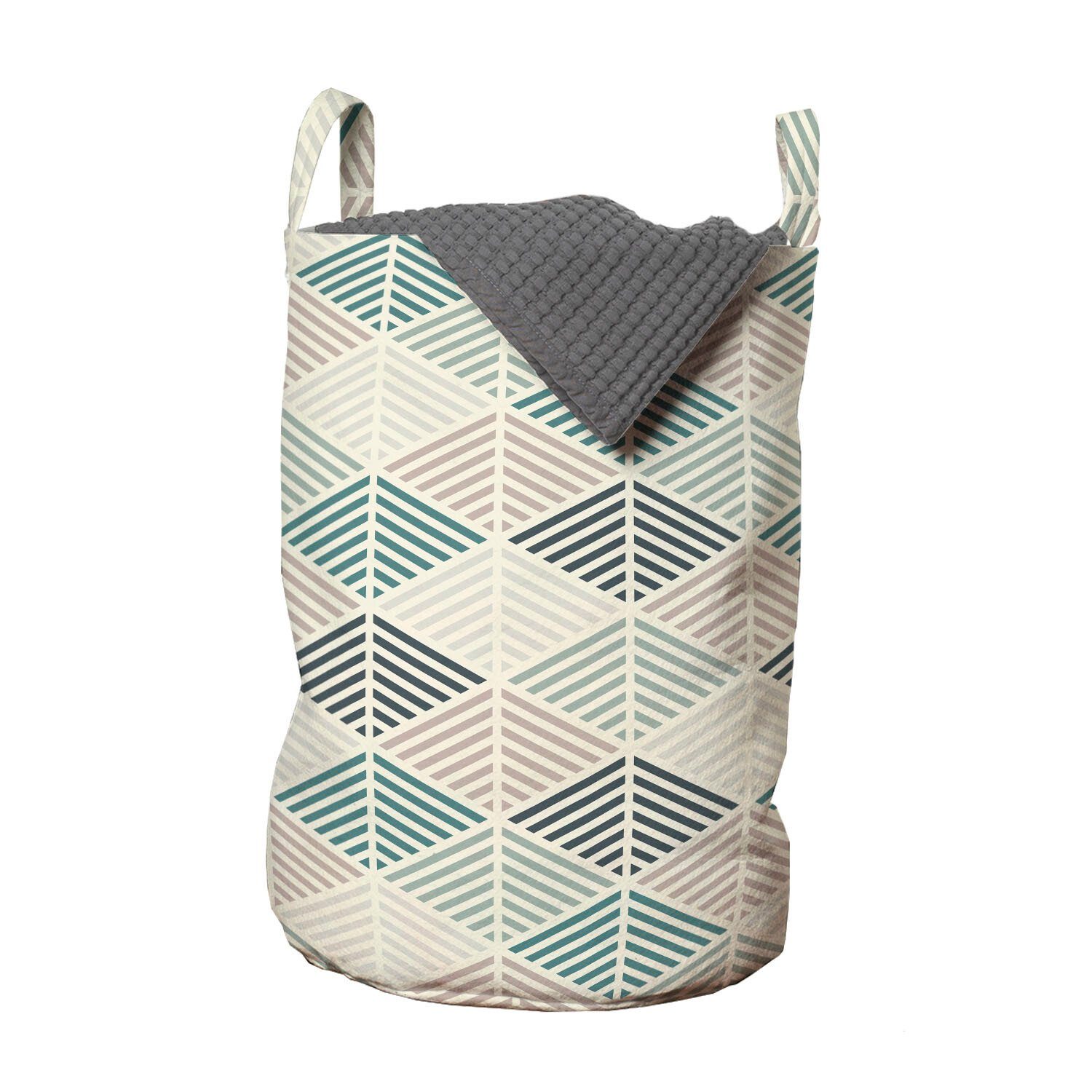Abakuhaus Wäschesäckchen Wäschekorb mit Griffen Kordelzugverschluss für Waschsalons, Gedeckte Farben Streifen-Design Forming