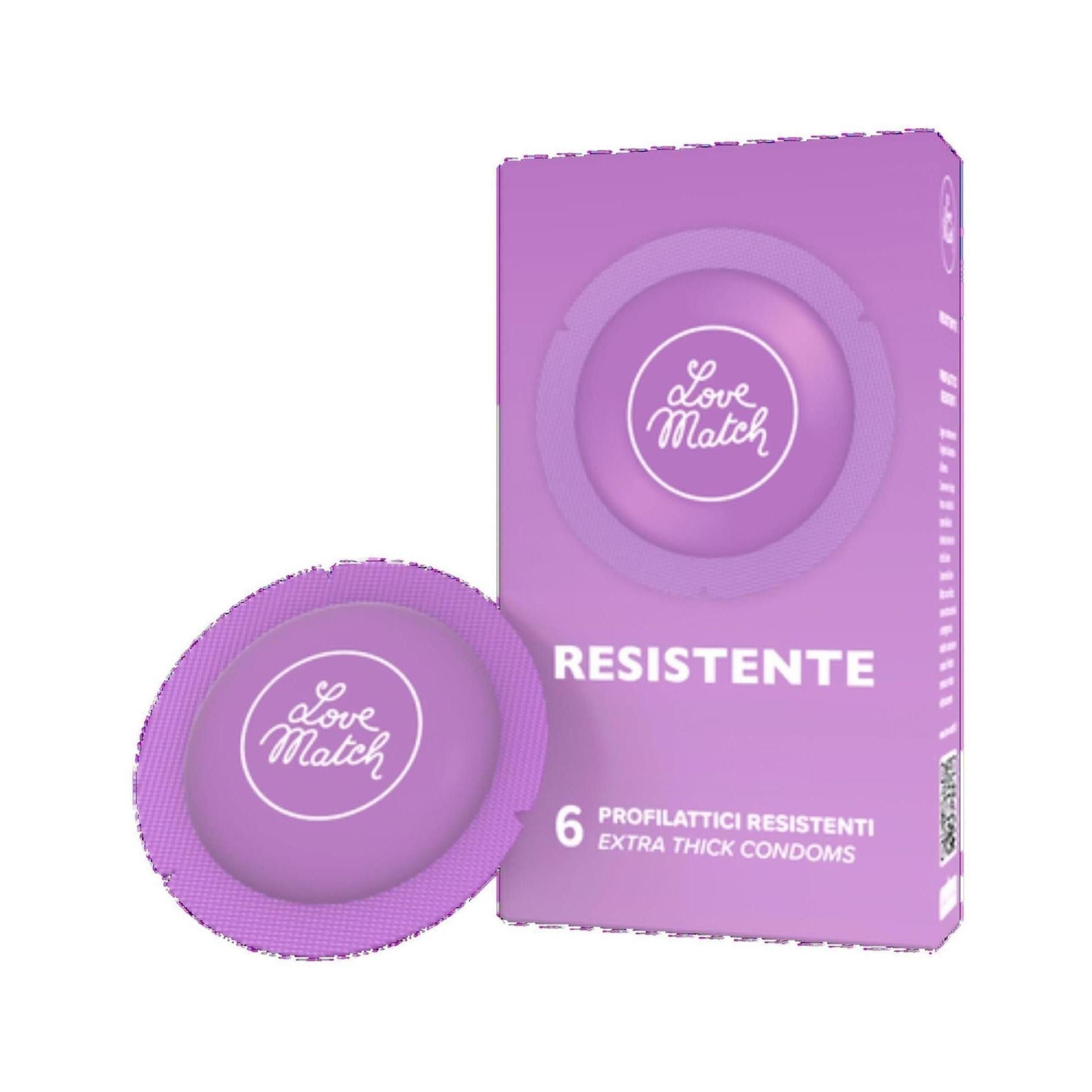 Love Match Einhand-Kondome Love Match - Resistente Strong Condoms - 6 Pieces Packung, 6 St.