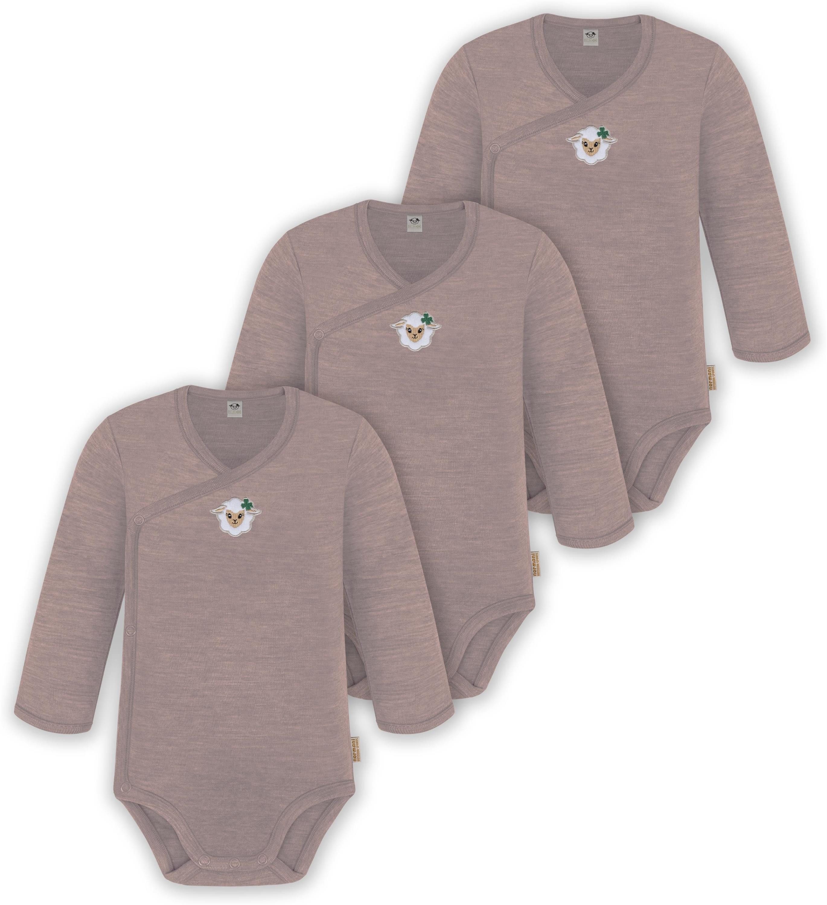 Langarmwickelbody 3er Pack Multipack Baby-Body Merino Wickelbody