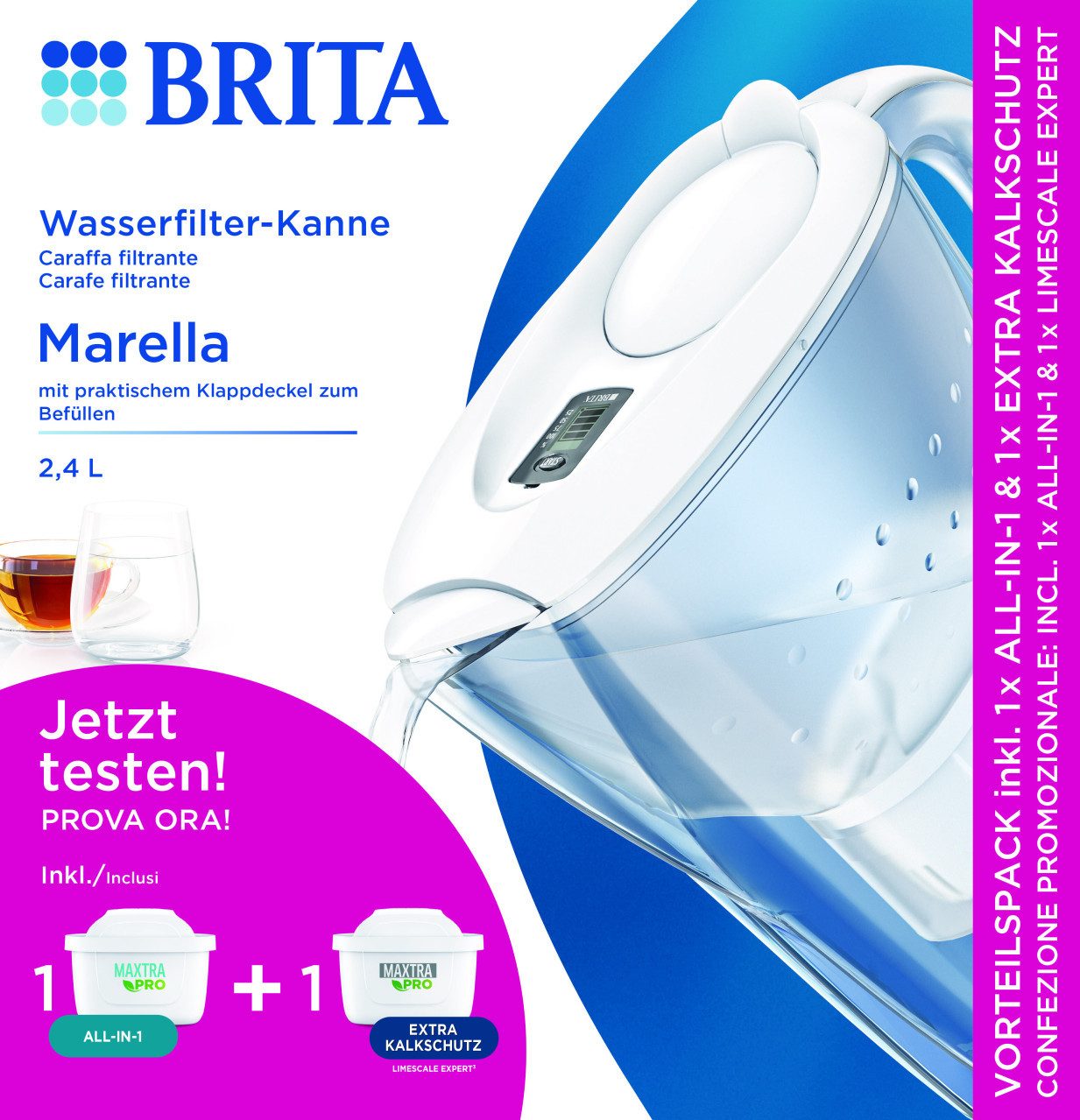 BRITA Wasserfilter Brita Wasserfilter Kanne Marella weiß 2,4 l