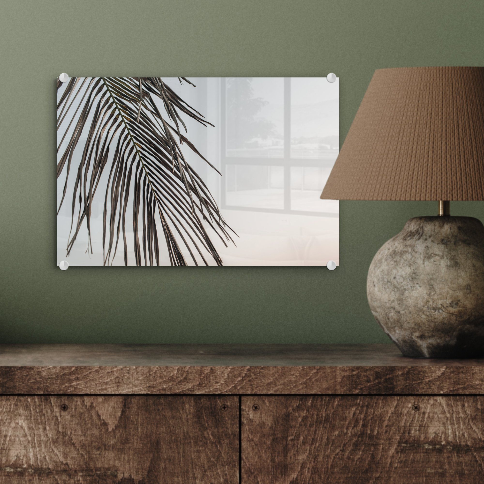 Glasbilder Wanddekoration Bilder (1 auf Wandbild - Acrylglasbild - Palme auf - Sommer - Blatt, Glas MuchoWow - Foto Glas St),