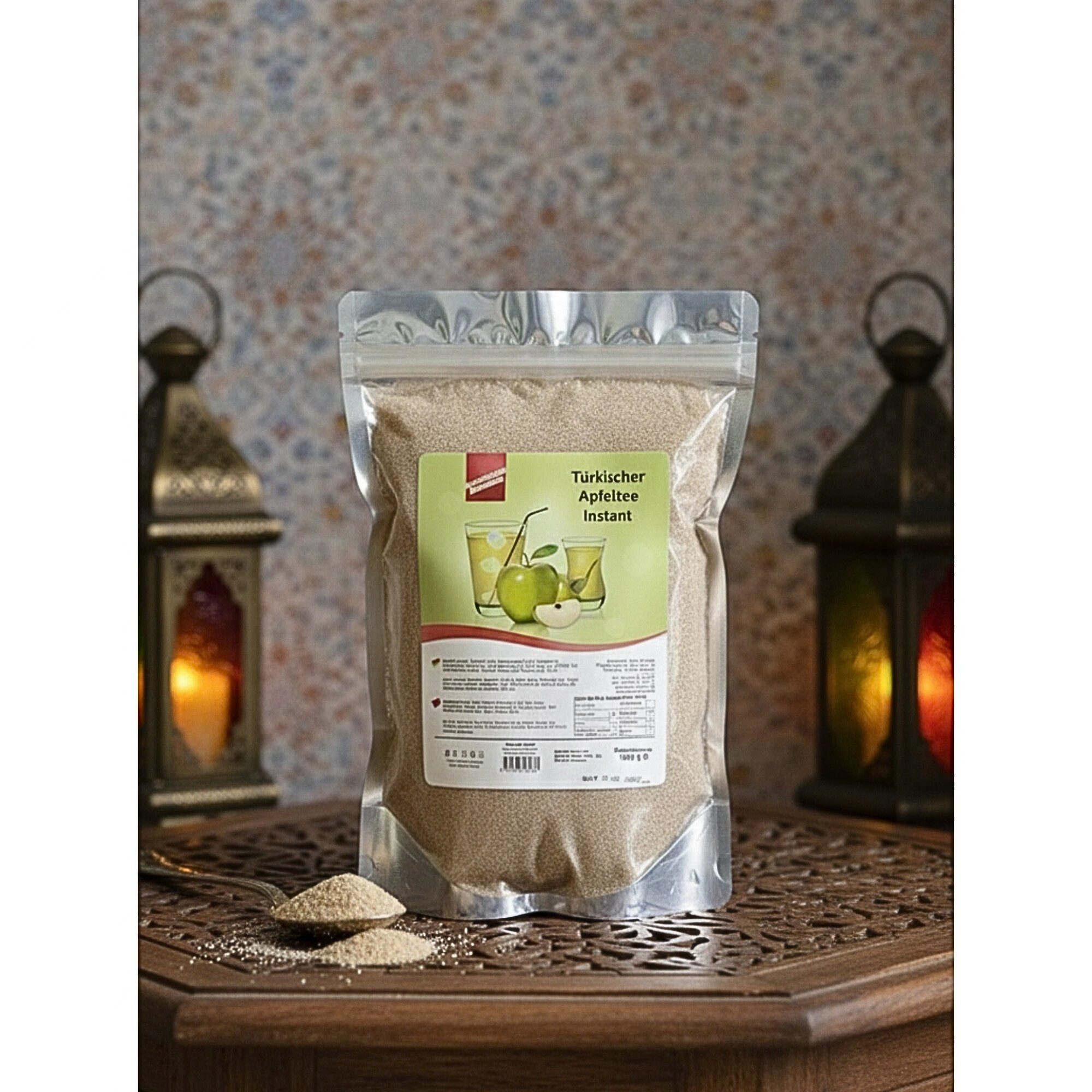 Tee Türkischer Apfeltee Pulver – Grüner Apfel Instanttee (1 kg), Süß-säuerlich und fruchtig, heiß oder kalt